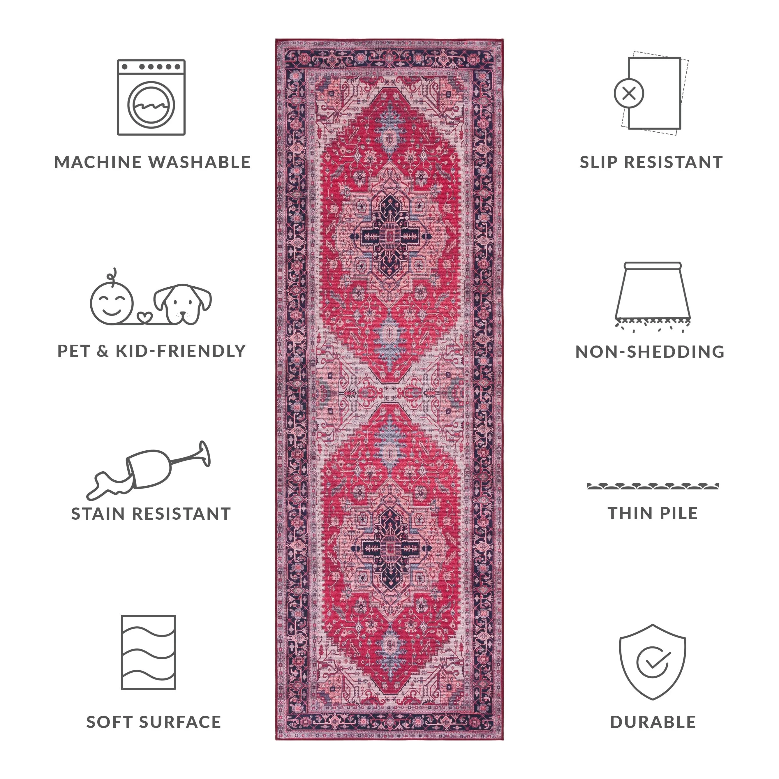 SAFAVIEH Tucson Machine Washable Slip Resistant Emmer Traditional Rug