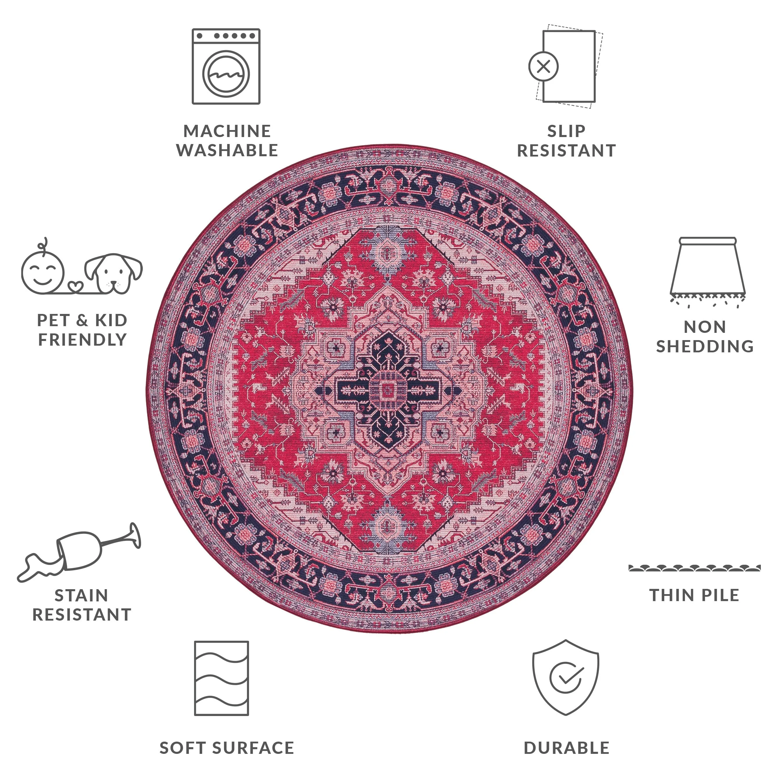 SAFAVIEH Tucson Machine Washable Slip Resistant Emmer Traditional Rug