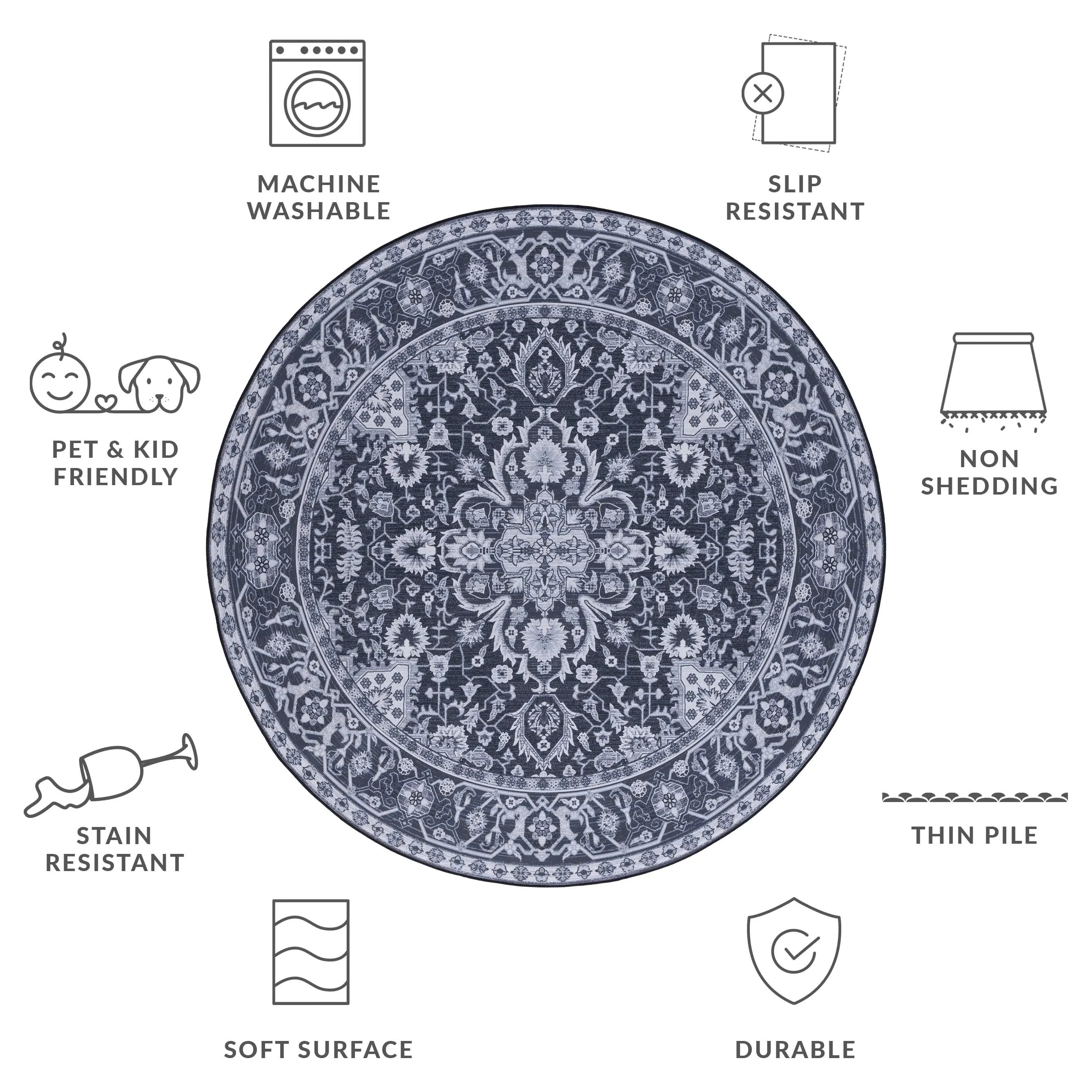 SAFAVIEH Tucson Machine Washable Slip Resistant Emmie Traditional Rug