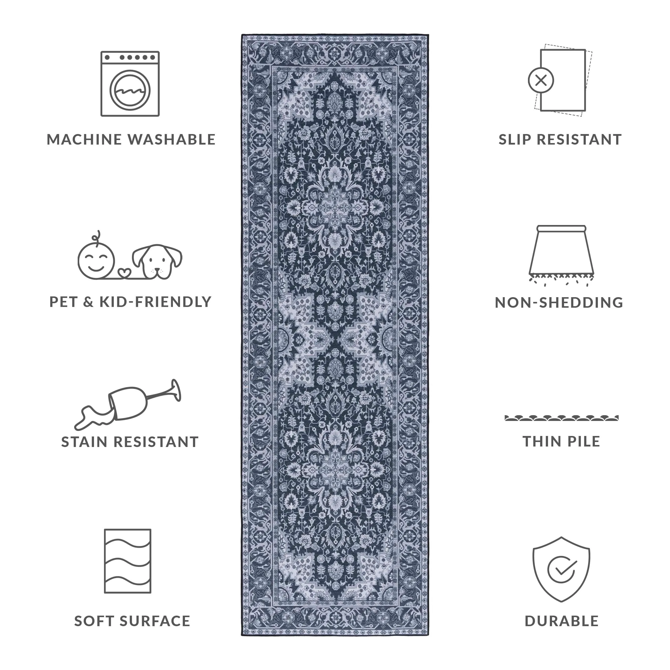 SAFAVIEH Tucson Machine Washable Slip Resistant Emmie Traditional Rug