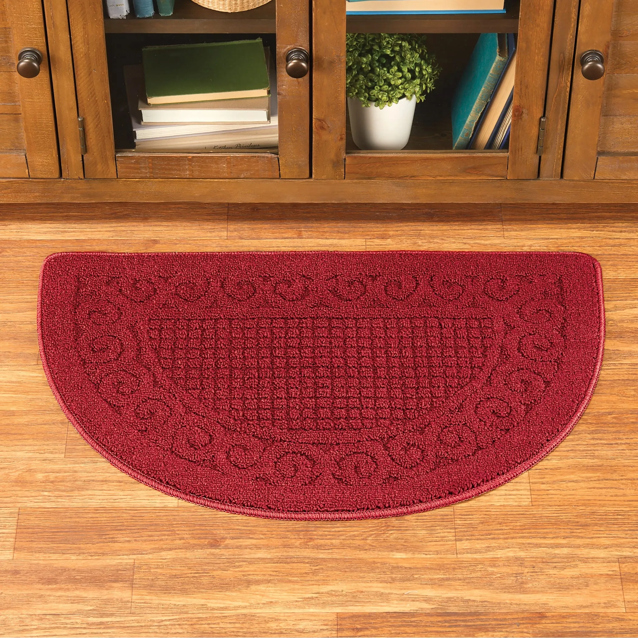 Scroll Border Berber Tufted Skid-Resistant Accent Slice Rug