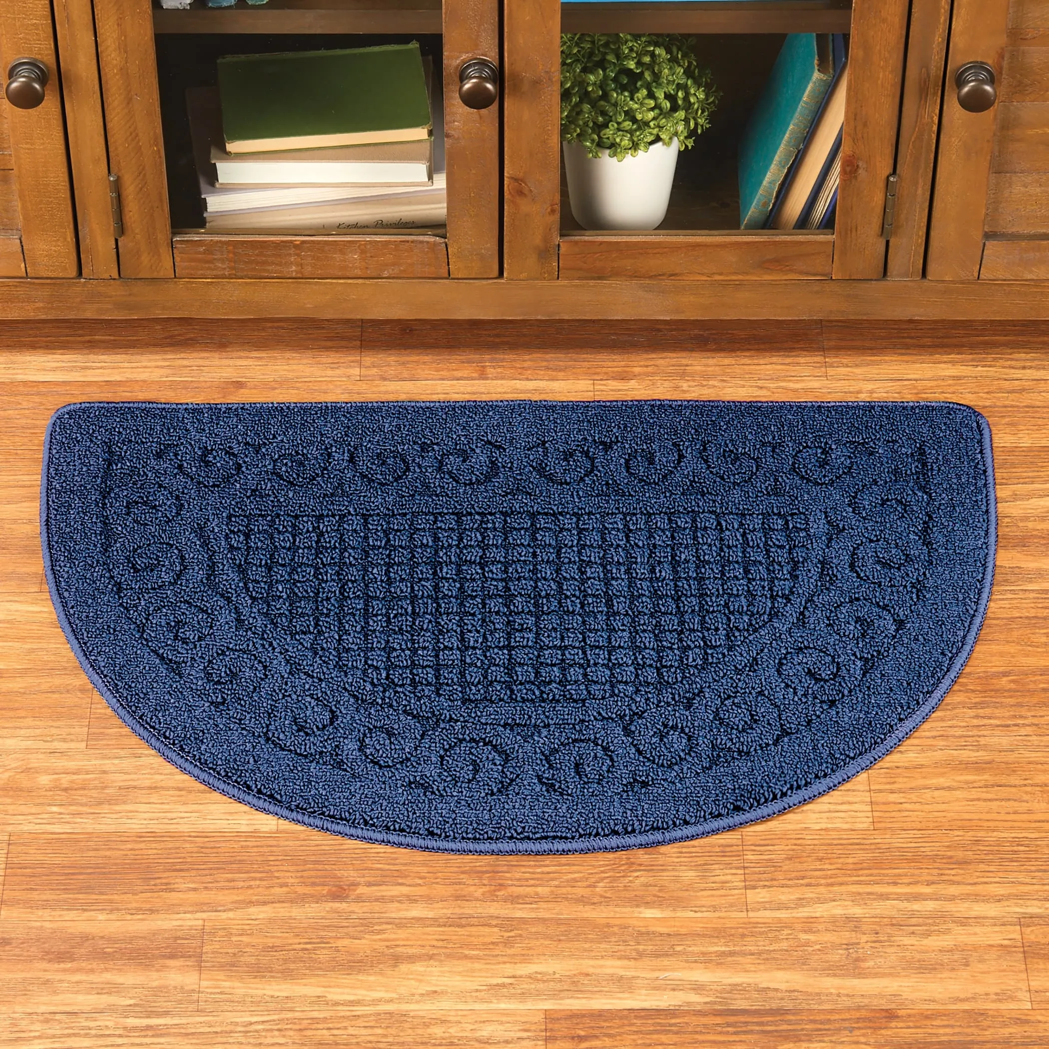 Scroll Border Berber Tufted Skid-Resistant Accent Slice Rug