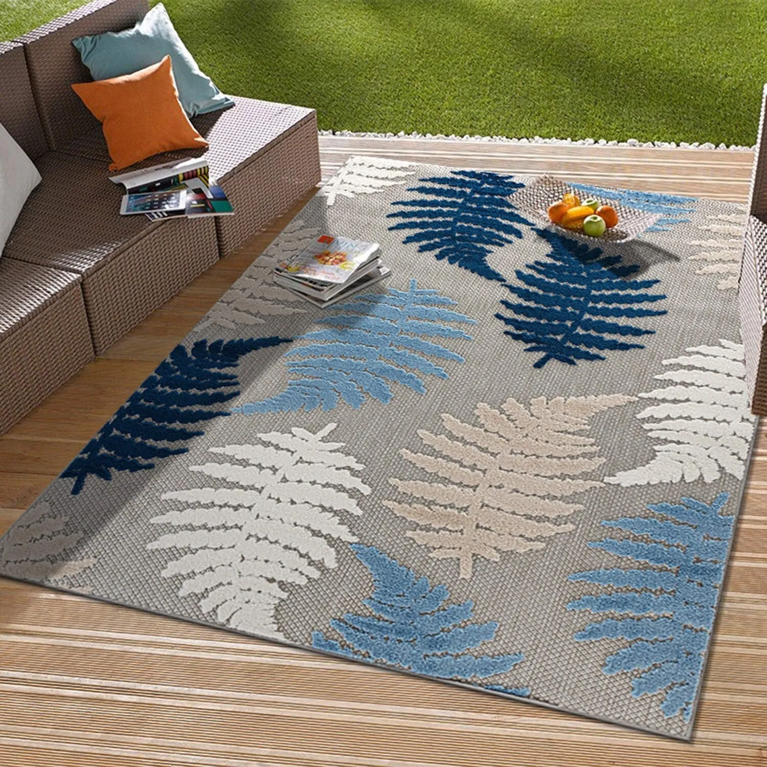 Seville Floral Leaves Indoor/Outdoor Area Rug