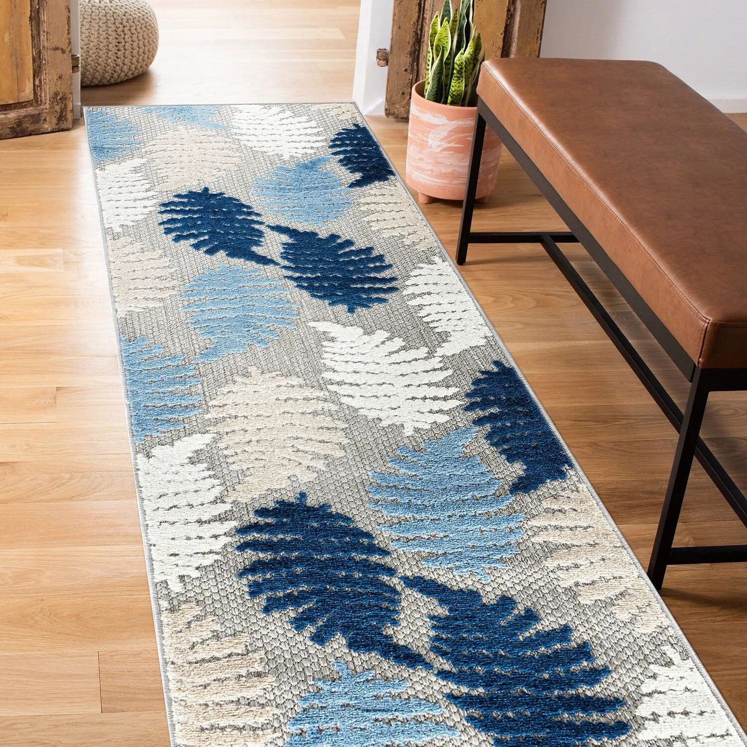 Seville Floral Leaves Indoor/Outdoor Area Rug