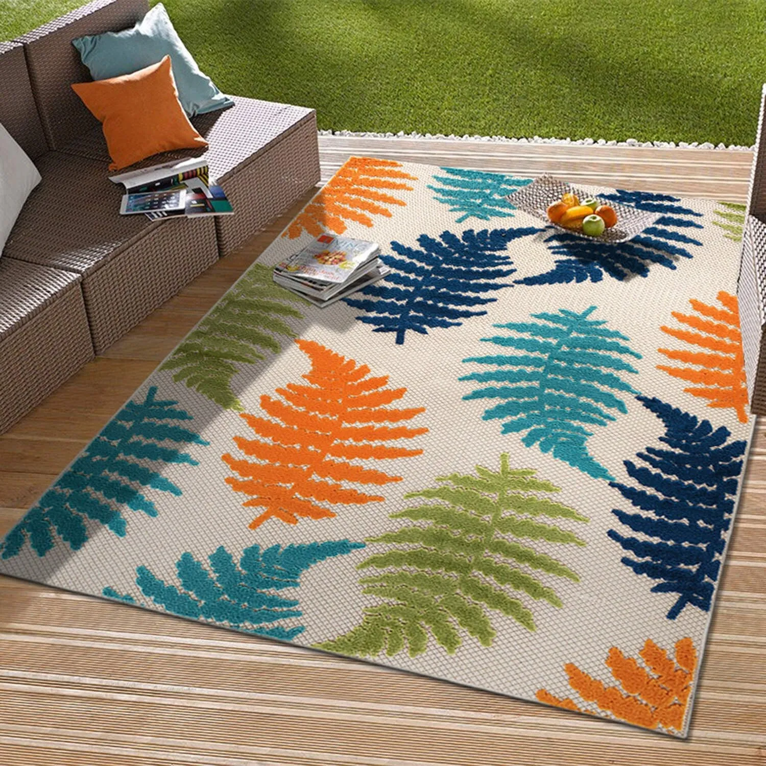 Seville Floral Leaves Indoor/Outdoor Area Rug
