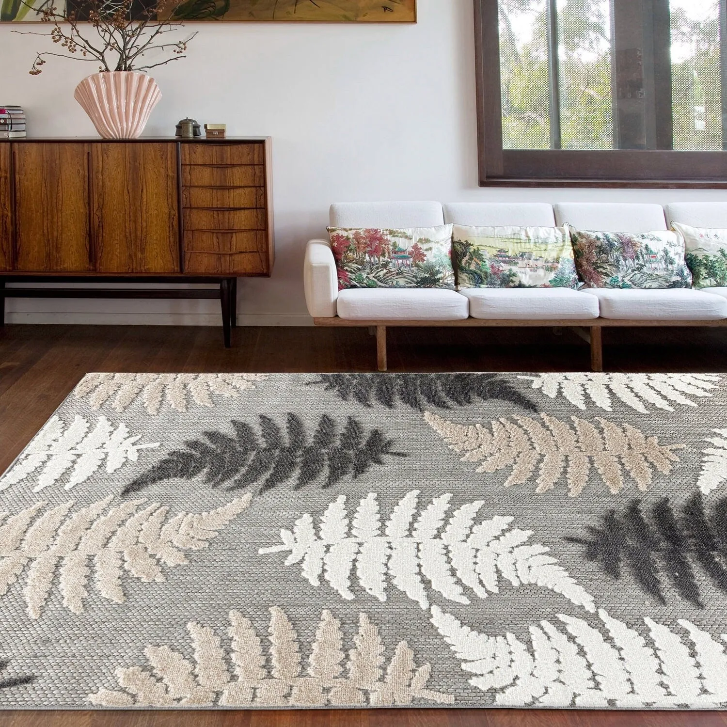 Seville Floral Leaves Indoor/Outdoor Area Rug