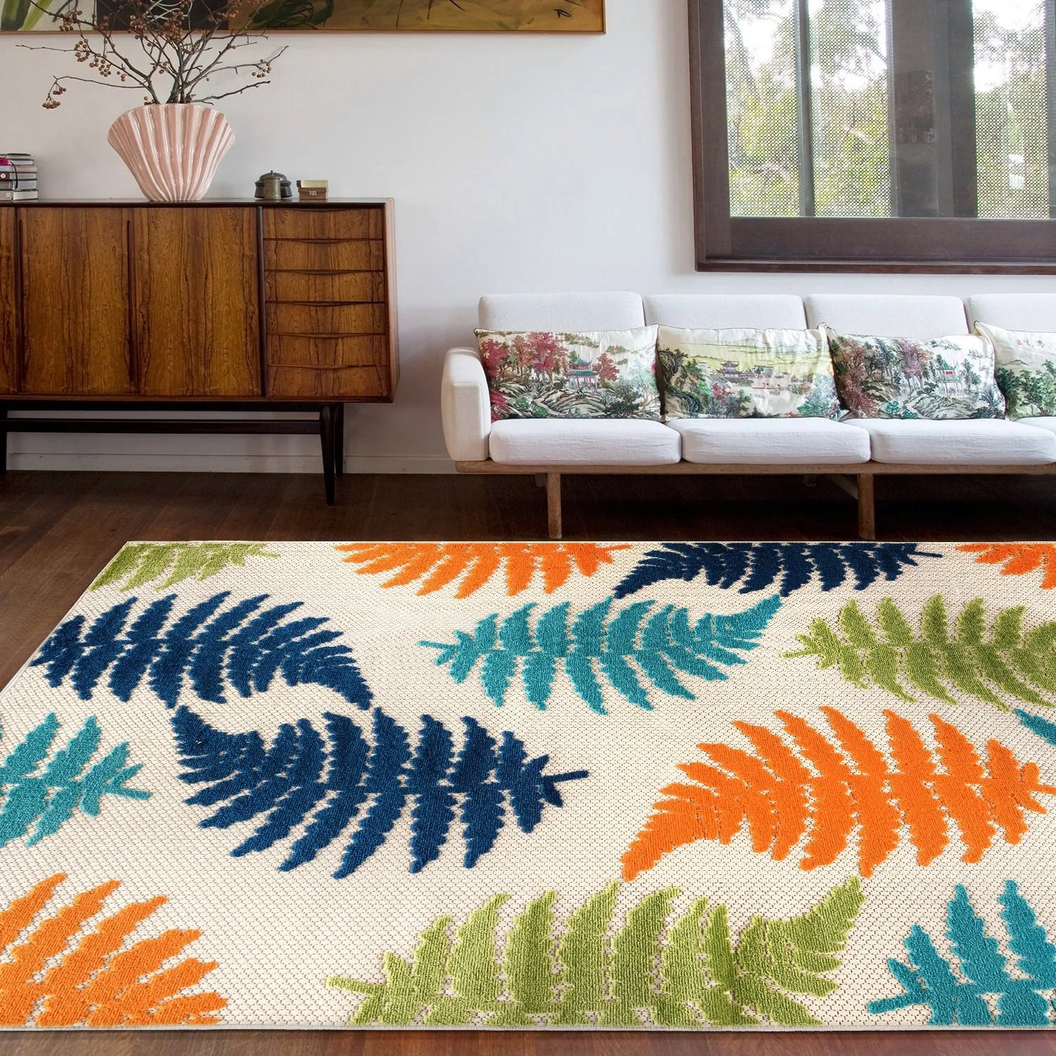 Seville Floral Leaves Indoor/Outdoor Area Rug