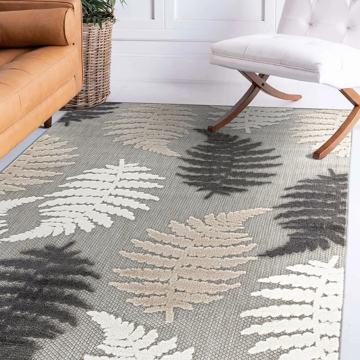 Seville Floral Leaves Indoor/Outdoor Area Rug
