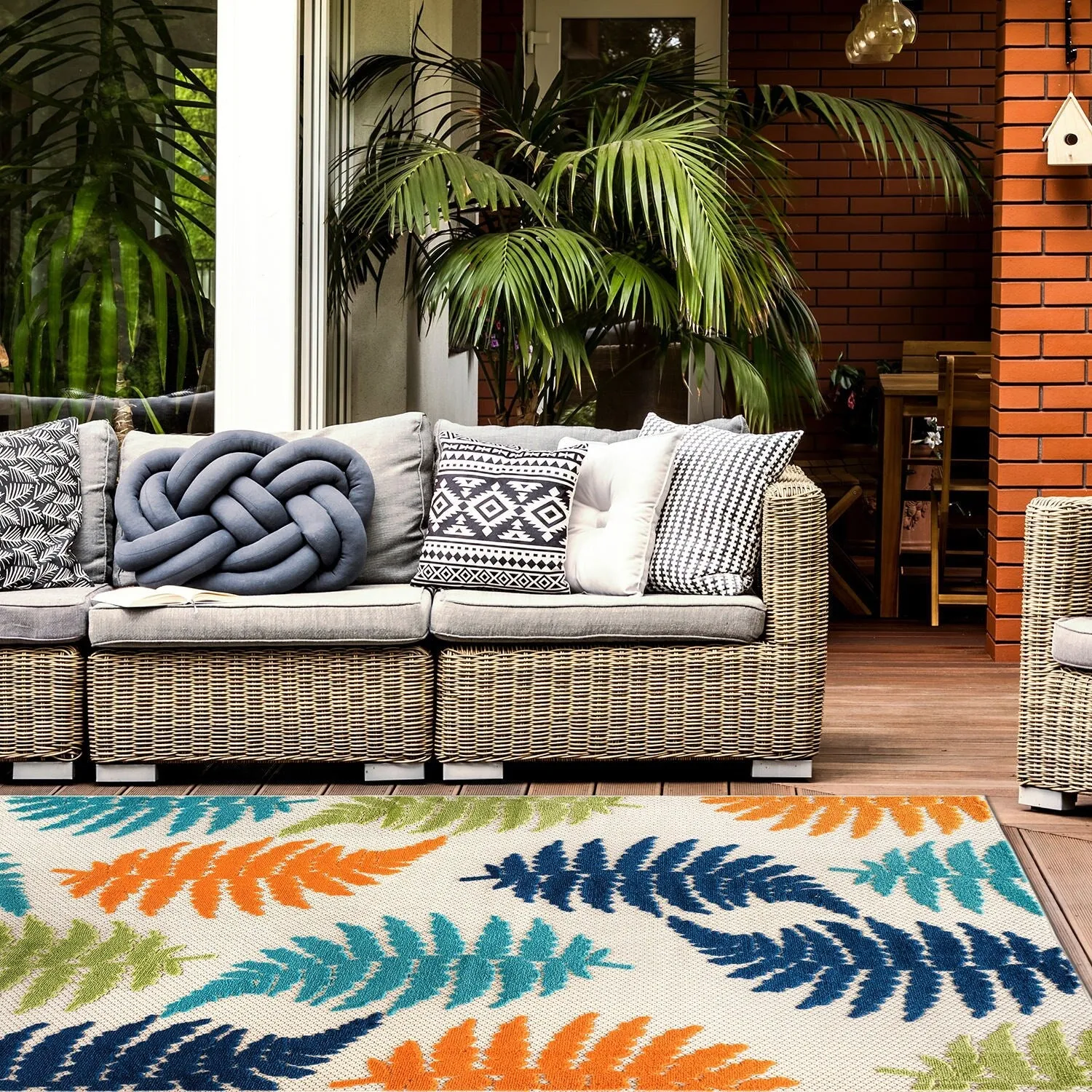 Seville Floral Leaves Indoor/Outdoor Area Rug