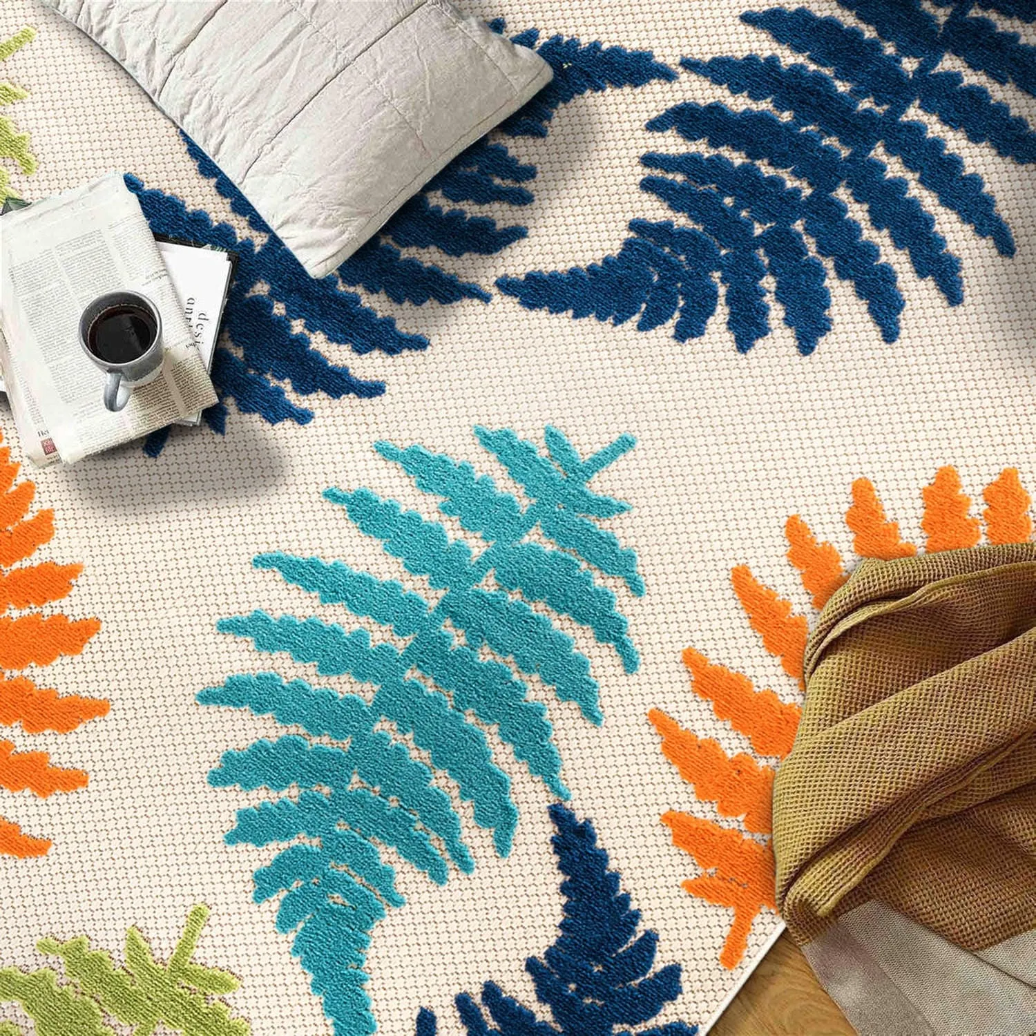 Seville Floral Leaves Indoor/Outdoor Area Rug