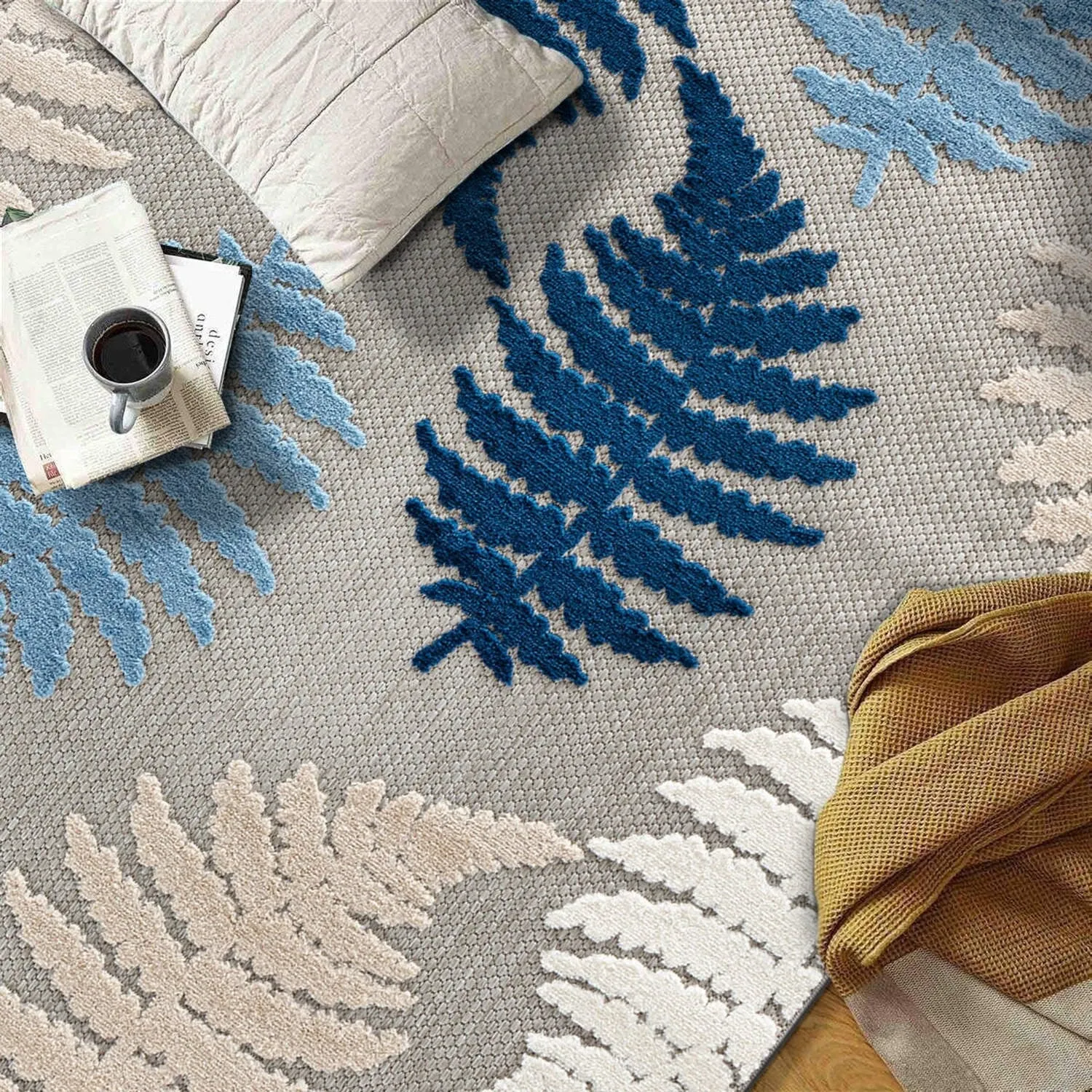 Seville Floral Leaves Indoor/Outdoor Area Rug