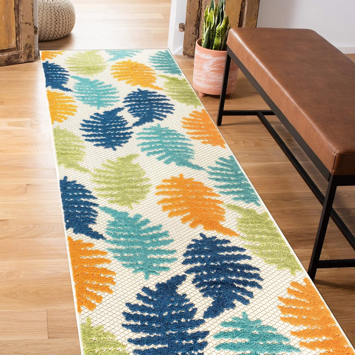 Seville Floral Leaves Indoor/Outdoor Area Rug