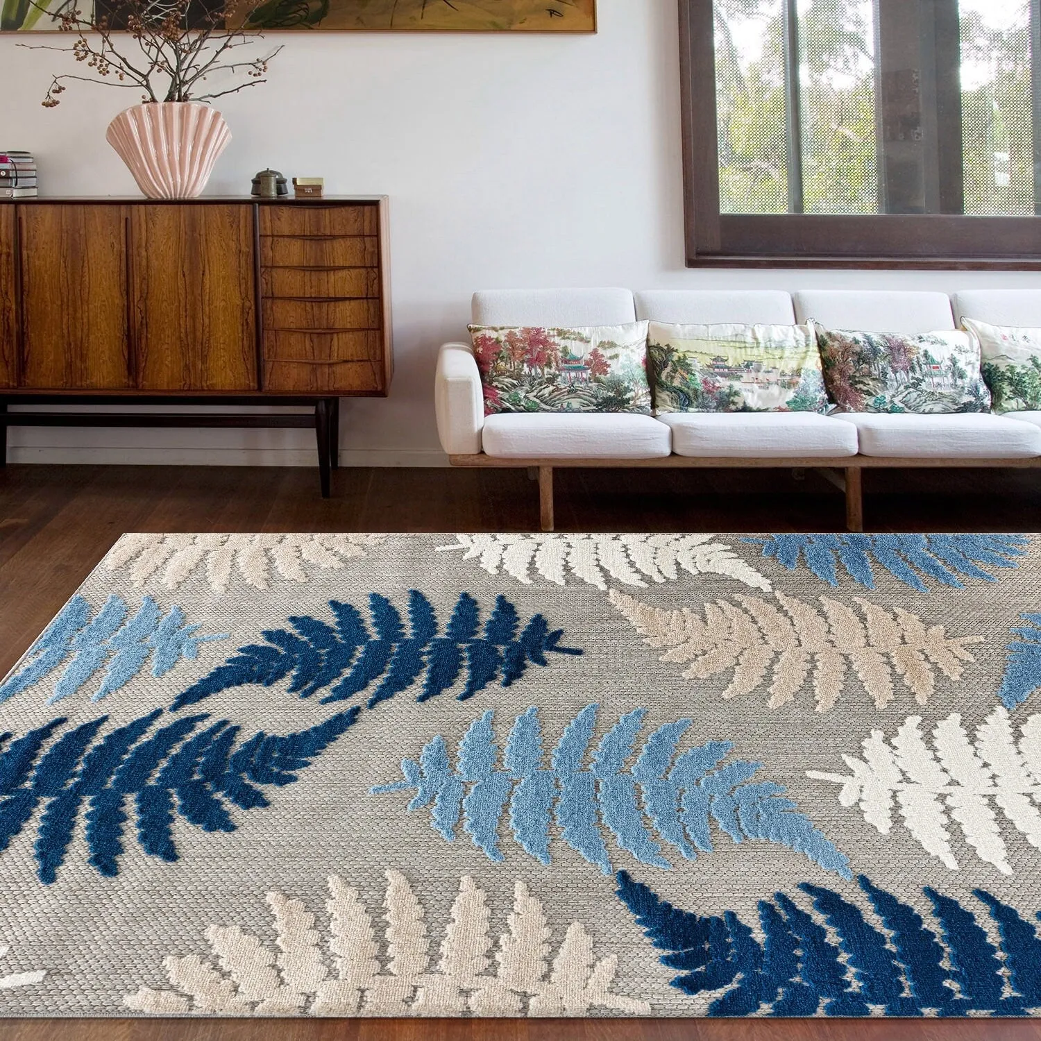 Seville Floral Leaves Indoor/Outdoor Area Rug