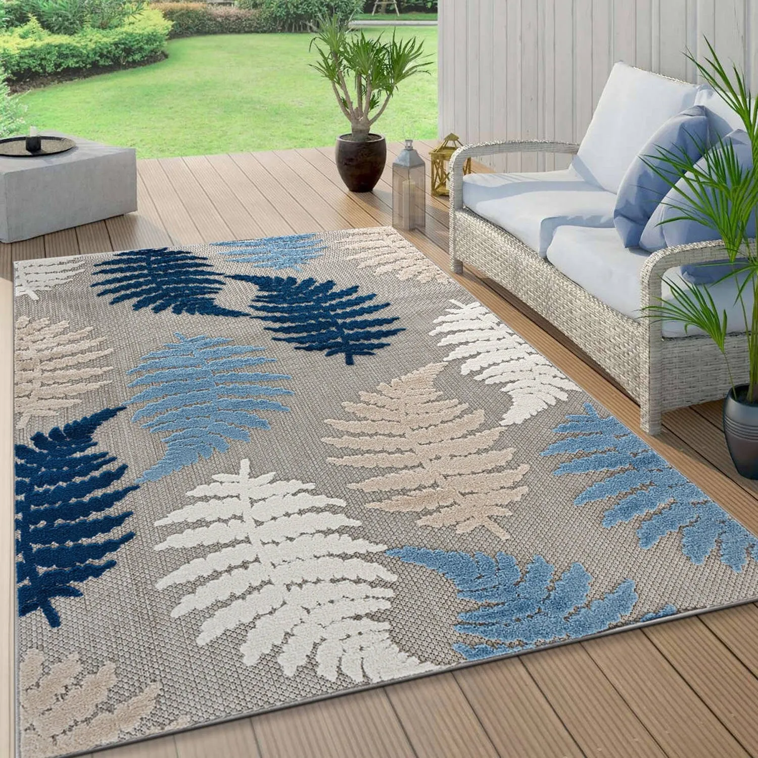 Seville Floral Leaves Indoor/Outdoor Area Rug