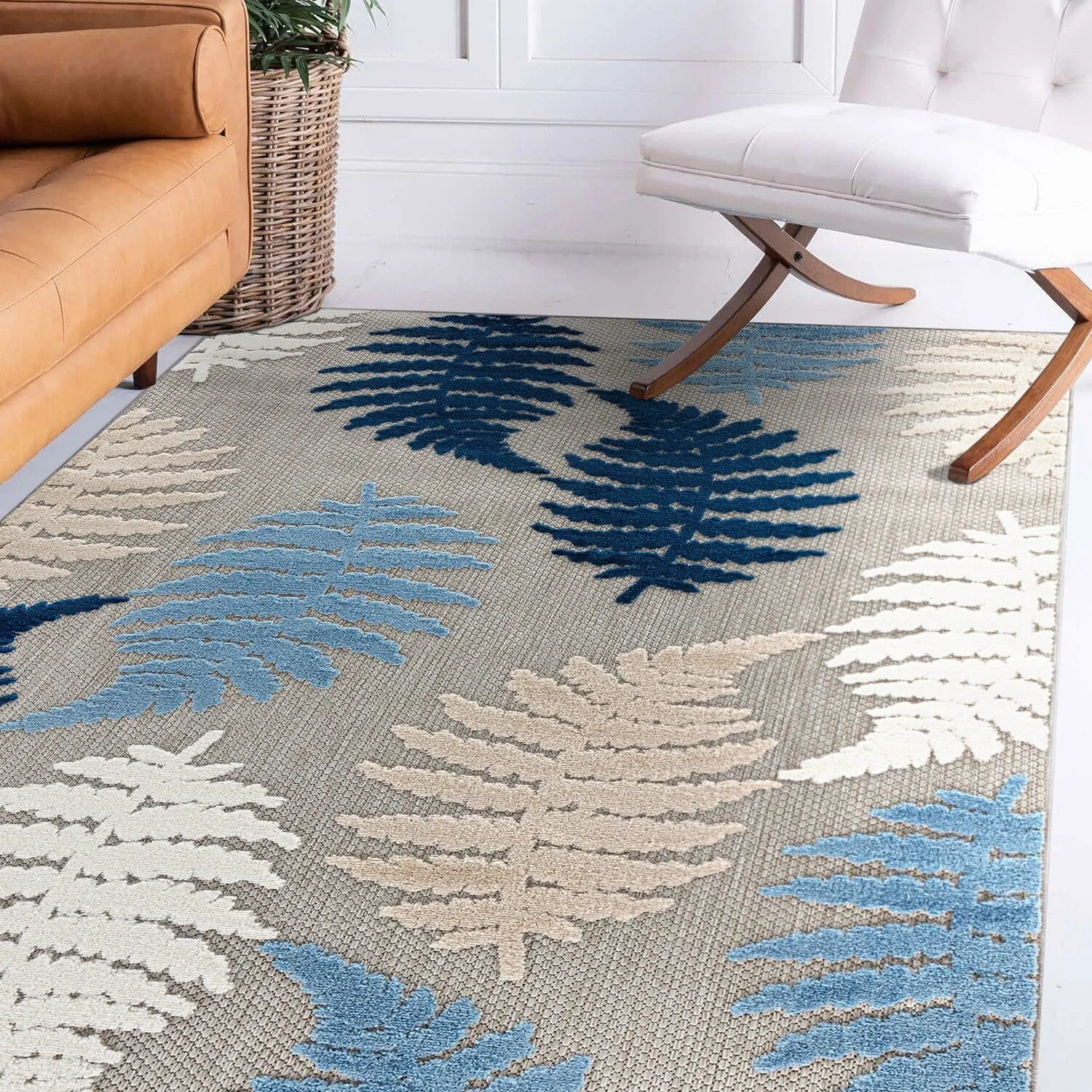 Seville Floral Leaves Indoor/Outdoor Area Rug