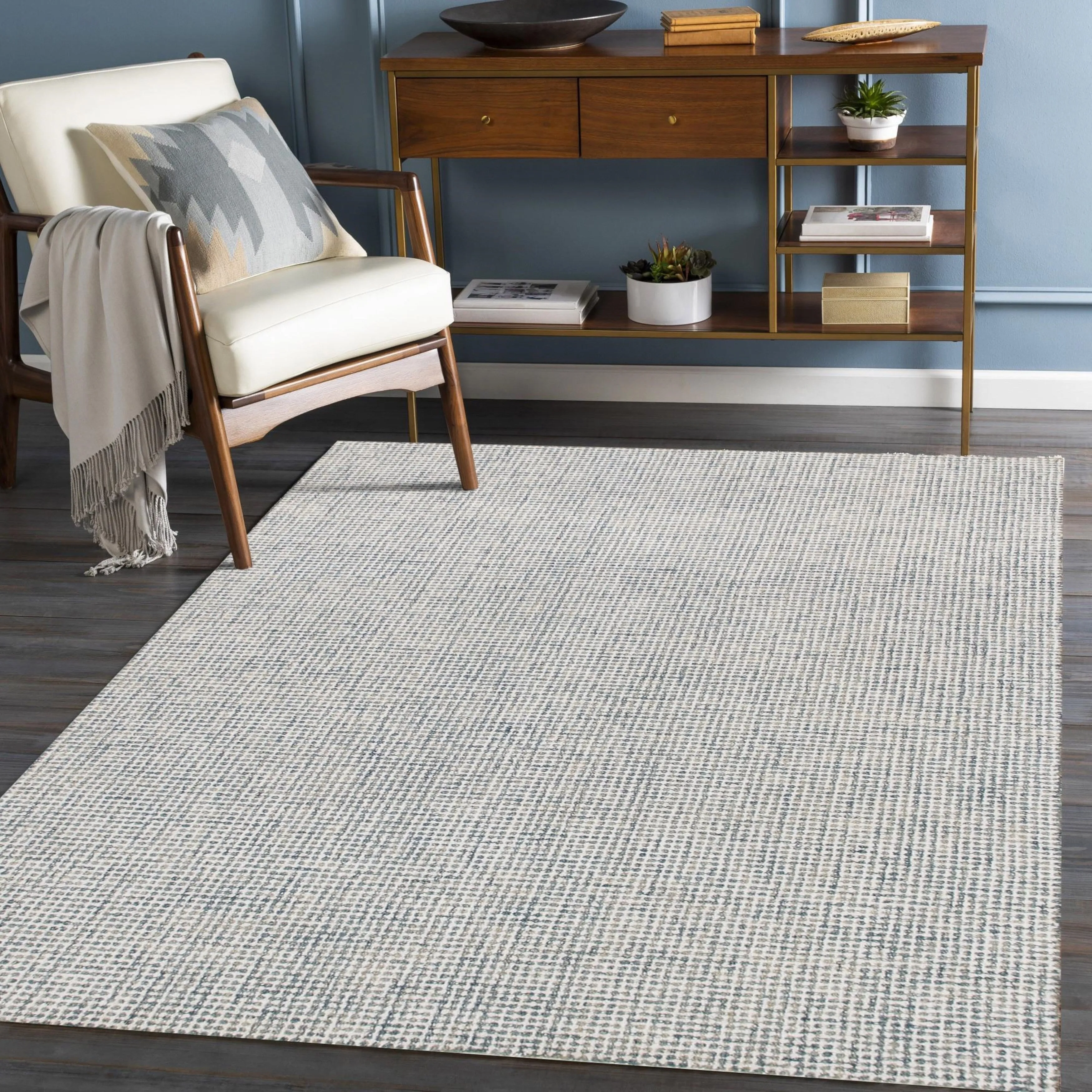 Sevita Hand-Tufted Checkered Geometric Wool Blend Indoor Area Rug