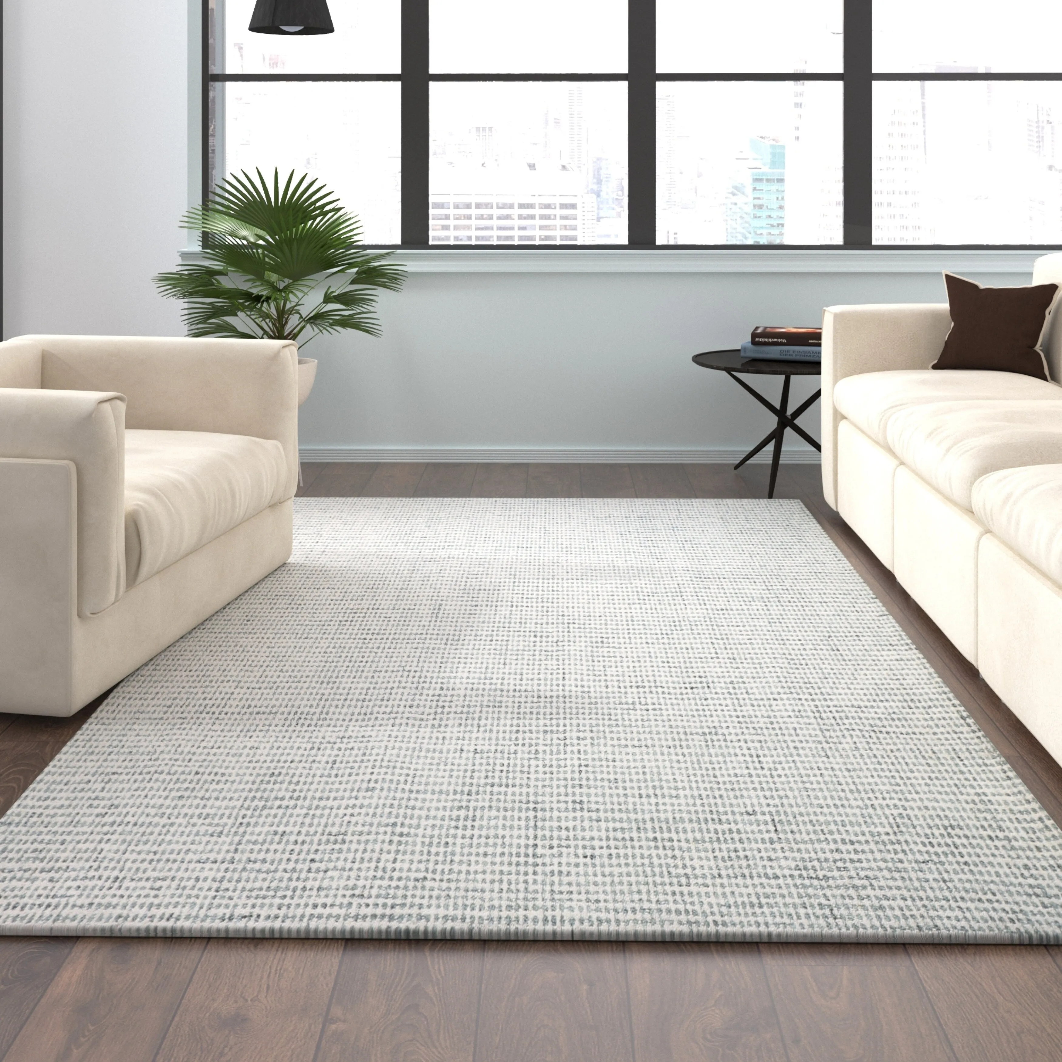Sevita Hand-Tufted Checkered Geometric Wool Blend Indoor Area Rug