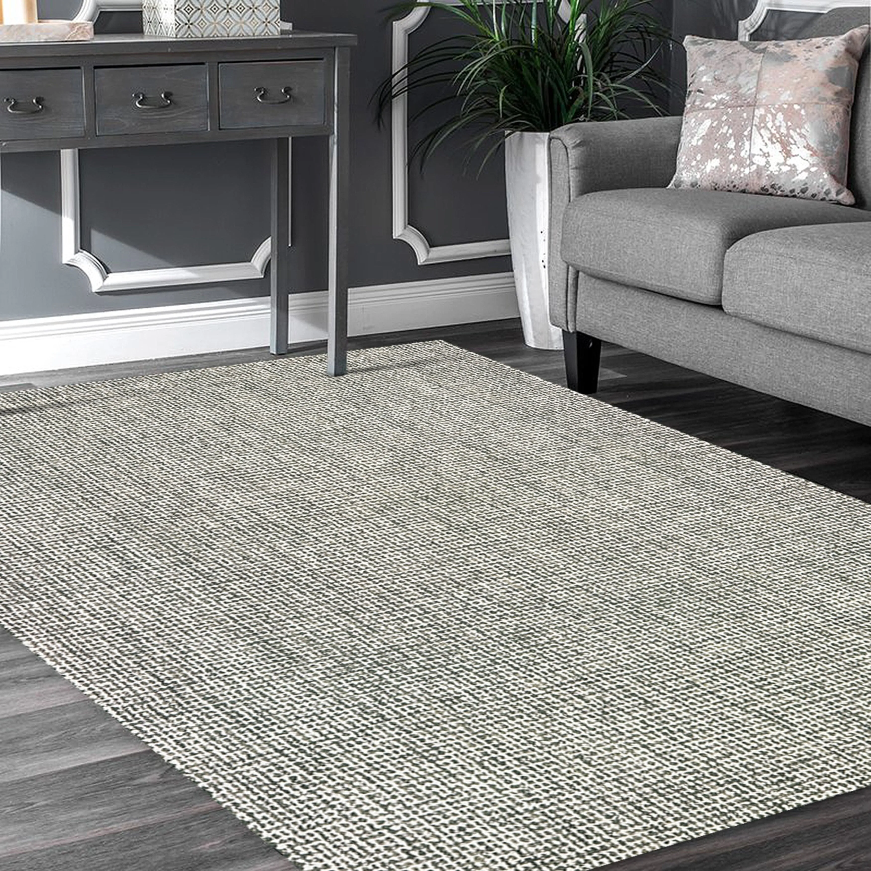 Sevita Hand-Tufted Checkered Geometric Wool Blend Indoor Area Rug
