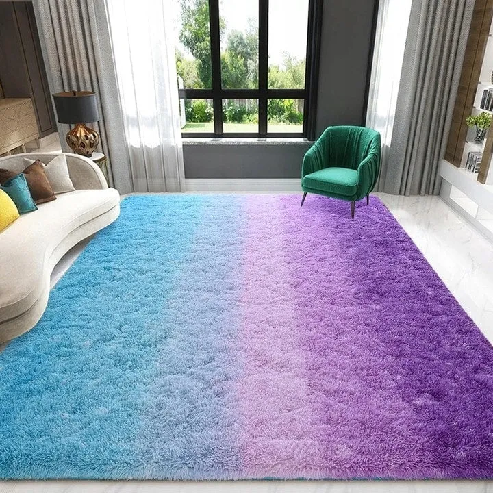Shaggy Home Decor Carpet Luxury Gradient Rug for Living Room Bedroom