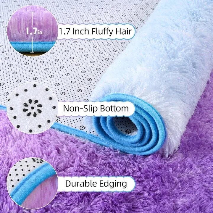 Shaggy Home Decor Carpet Luxury Gradient Rug for Living Room Bedroom