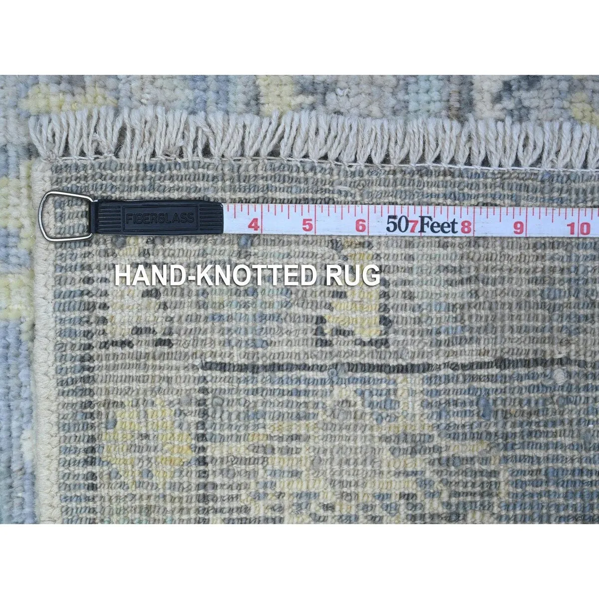 Shahbanu Rugs Oxford Gray Hand Knotted Wool Weft Afghan Oushak Veggie Dyes with Village Motifs All Over Design Mat Rug (2'x3'1)