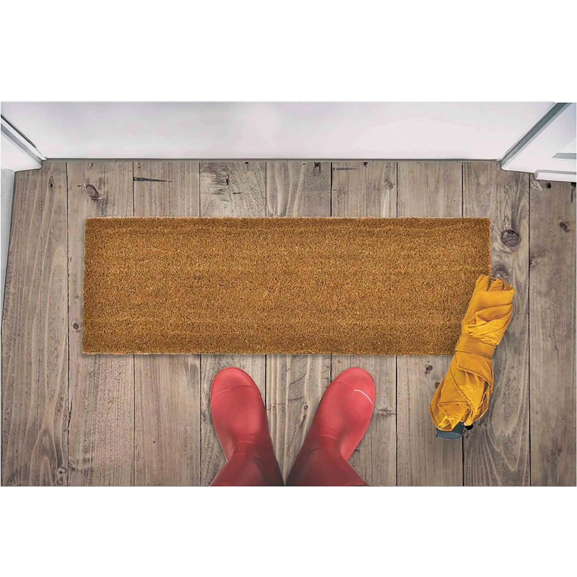 Sheltered Long Front Door Mat Coir Coco Fibers Rug 30x10 Natural