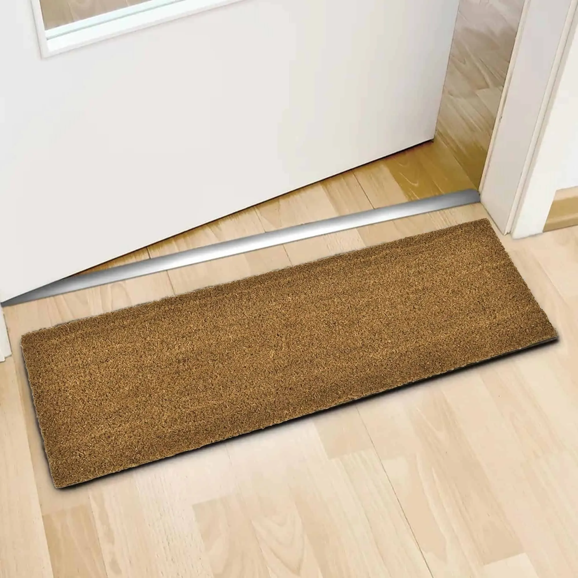 Sheltered Long Front Door Mat Coir Coco Fibers Rug 30x10 Natural