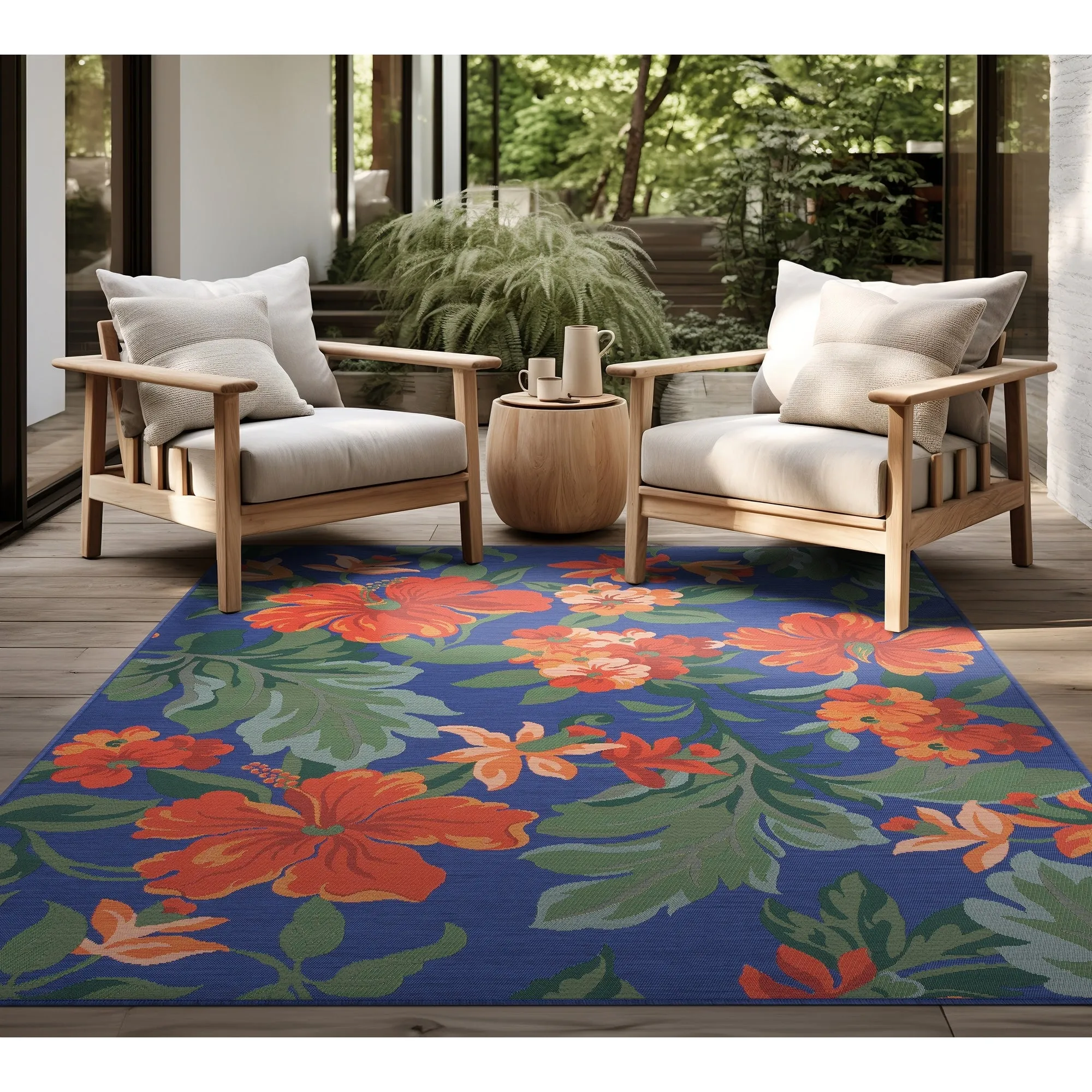 Sizzling Nautical & Coastal Floral & Botanical Indoor/Outdoor Area Rug