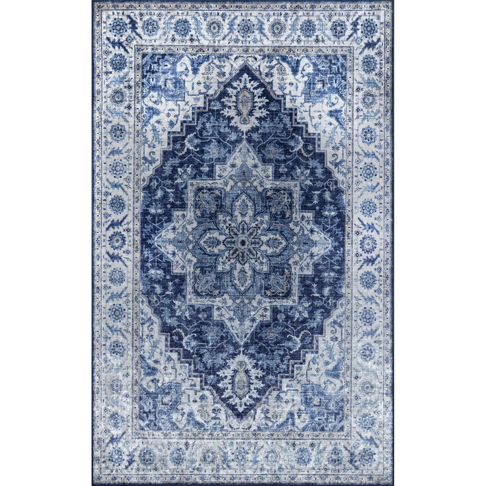 Skyline Decor Blue Karachi Rugs in Rectangle Shape - Big