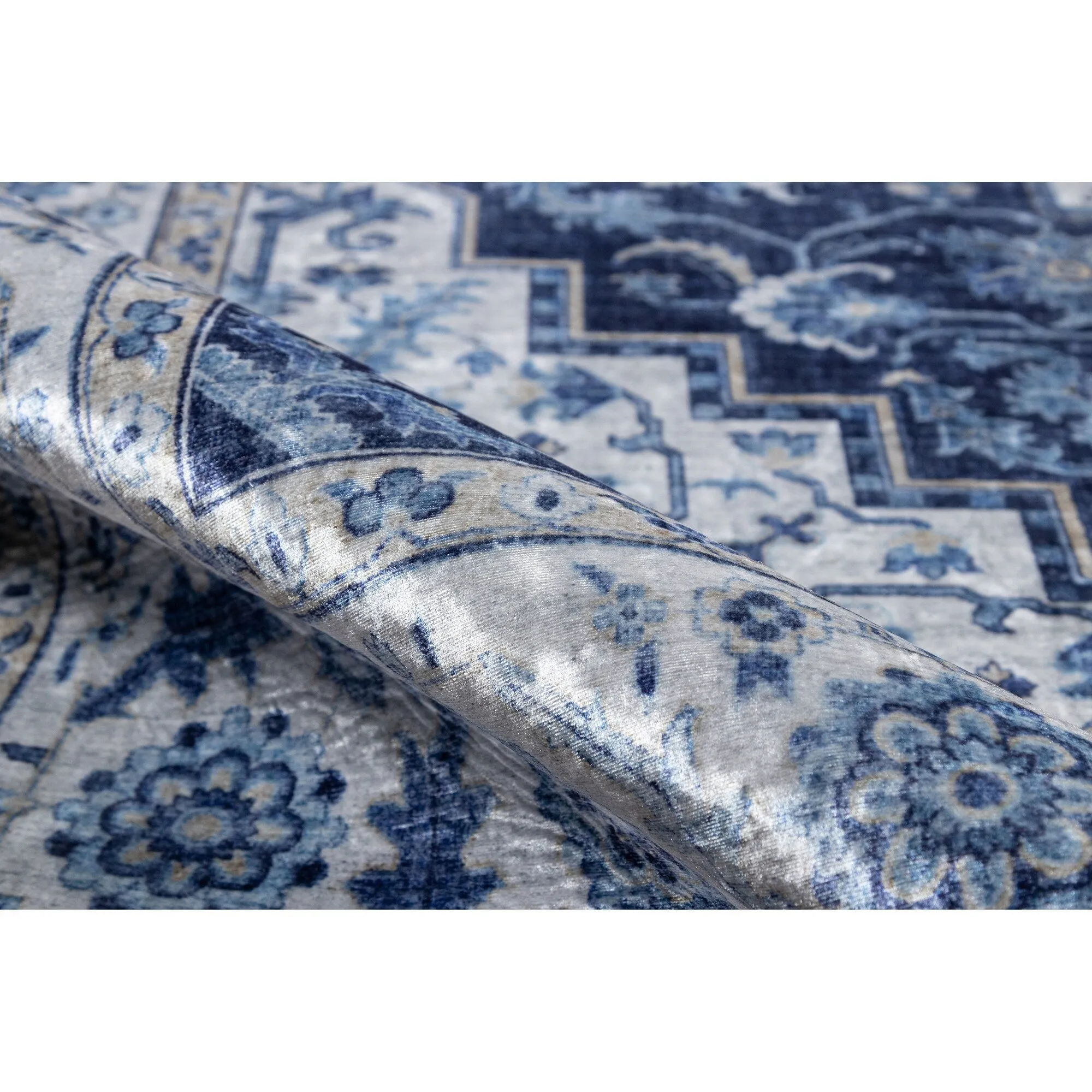 Skyline Decor Blue Karachi Rugs in Rectangle Shape - Big