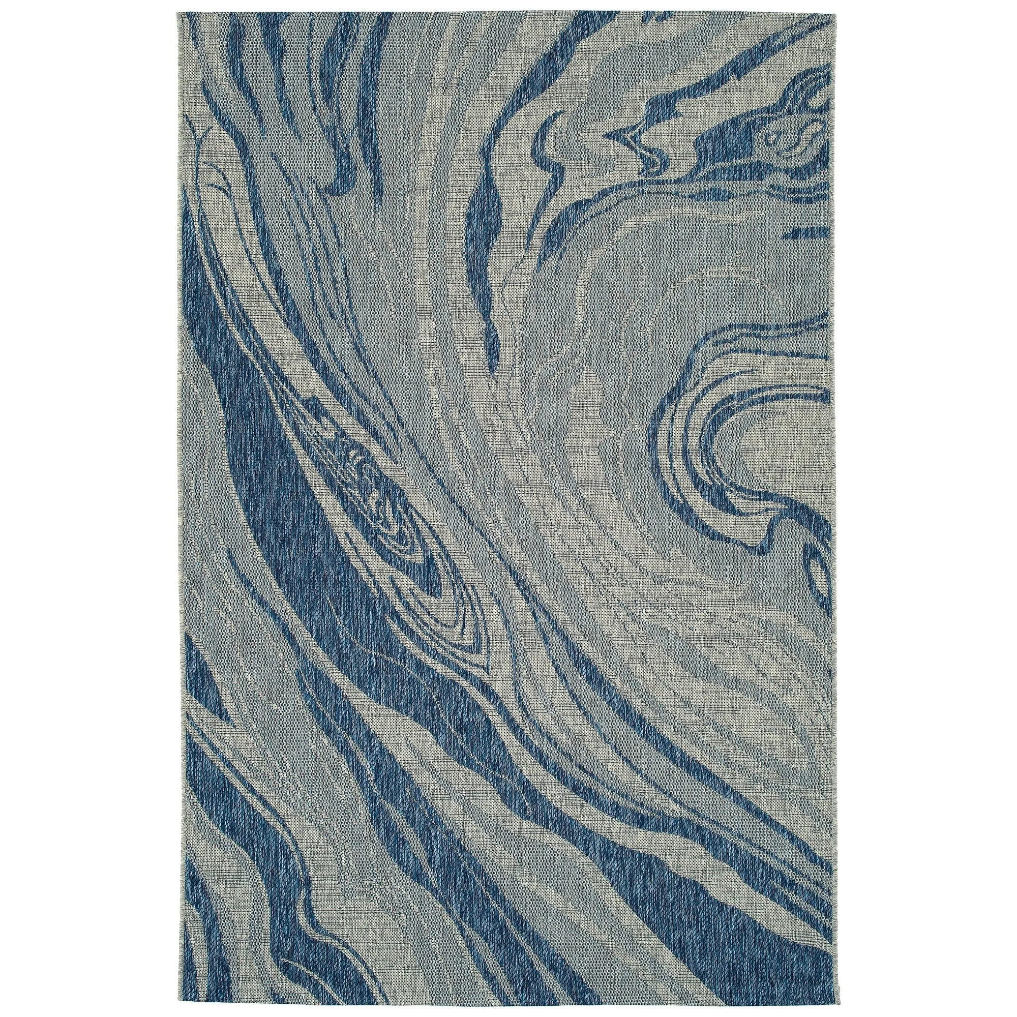 Soleri Navy Machine-Made Indoor/Outdoor Flatweave Area Rug
