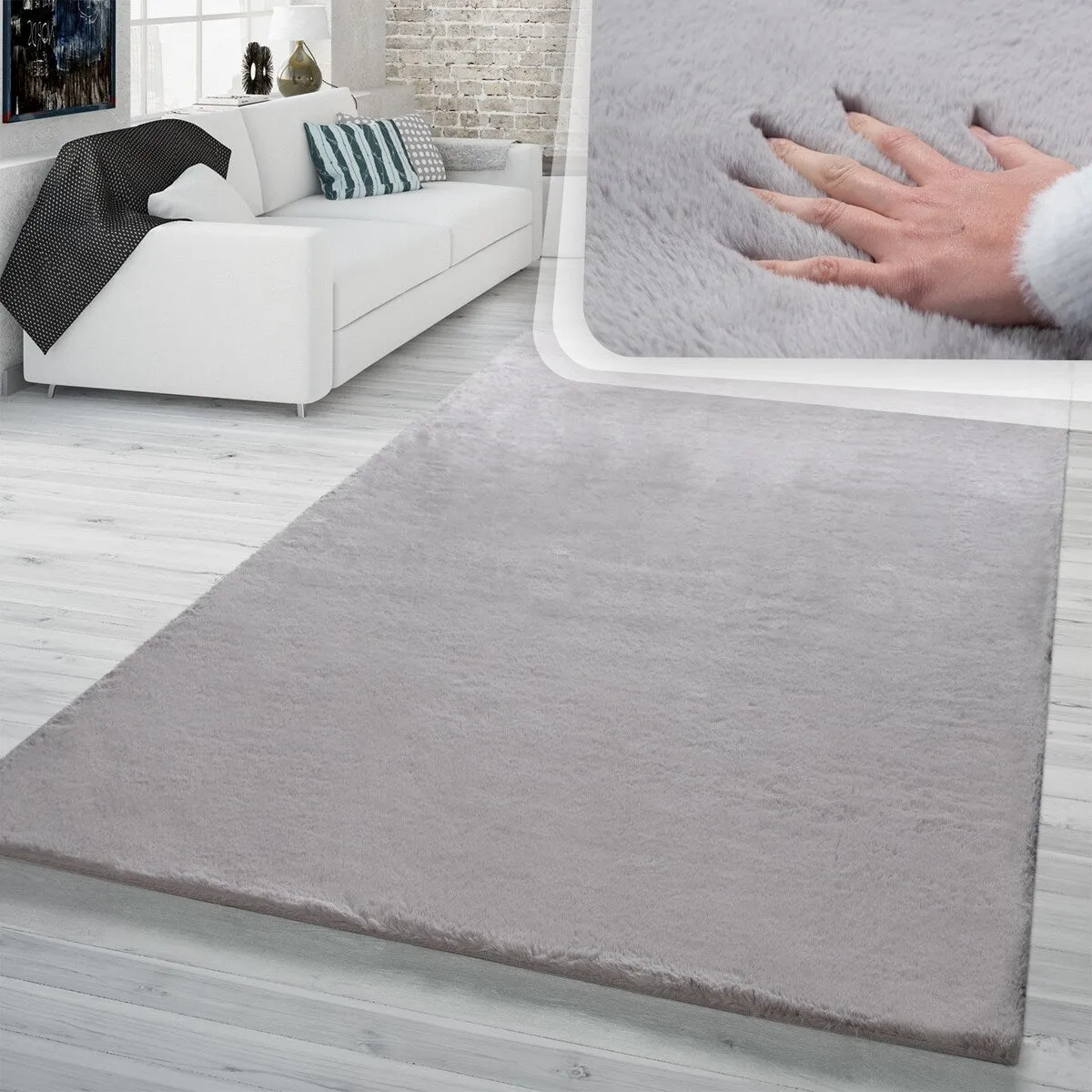 Solid High Pile Area Rug Cosy Luxurious Touch Super Soft