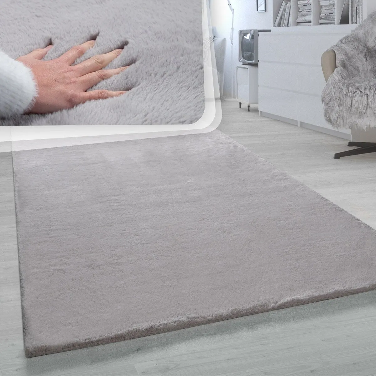 Solid High Pile Area Rug Cosy Luxurious Touch Super Soft