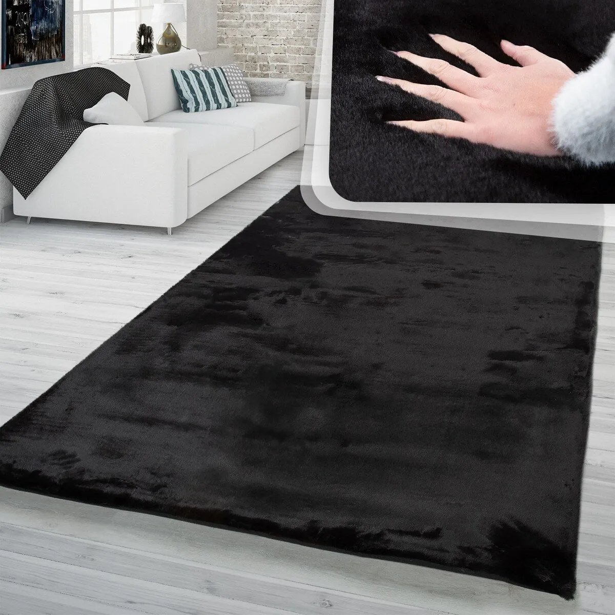 Solid High Pile Area Rug Cosy Luxurious Touch Super Soft