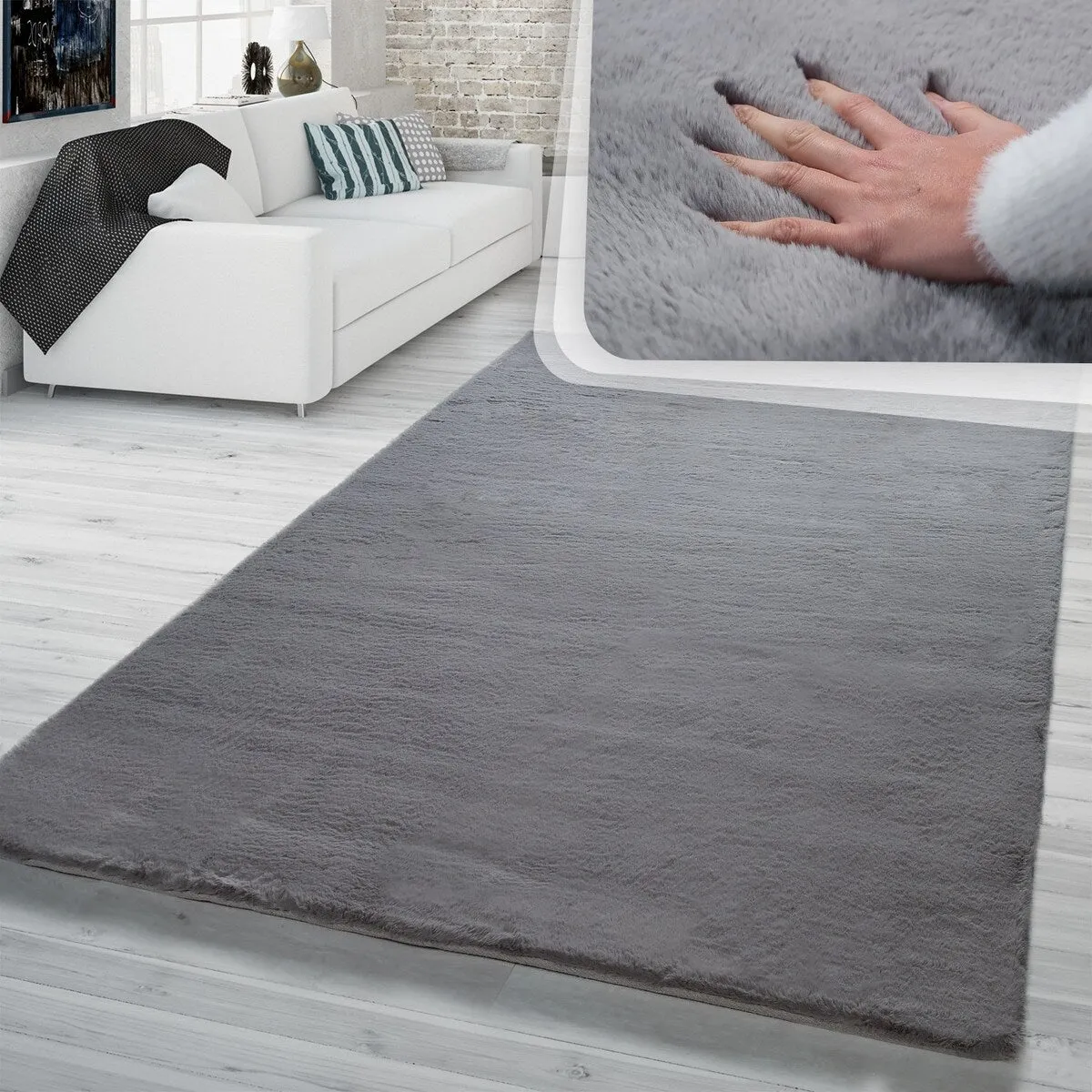 Solid High Pile Area Rug Cosy Luxurious Touch Super Soft