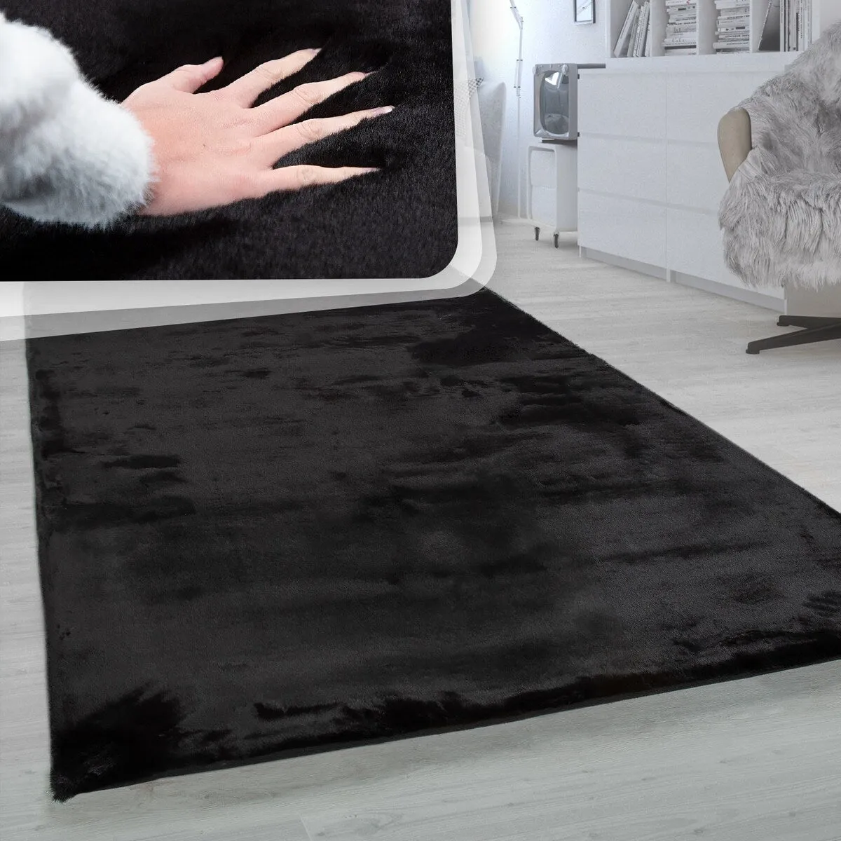 Solid High Pile Area Rug Cosy Luxurious Touch Super Soft