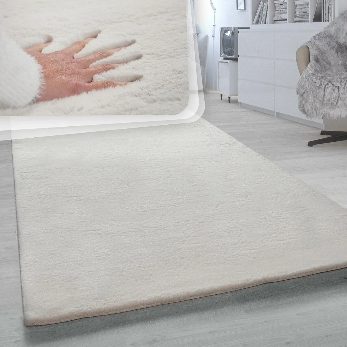 Solid High Pile Area Rug Cosy Luxurious Touch Super Soft