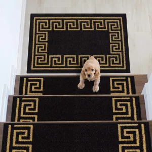 Stair Treads Greek Key Meander Design Non Slip Backing. 8.5''X26''