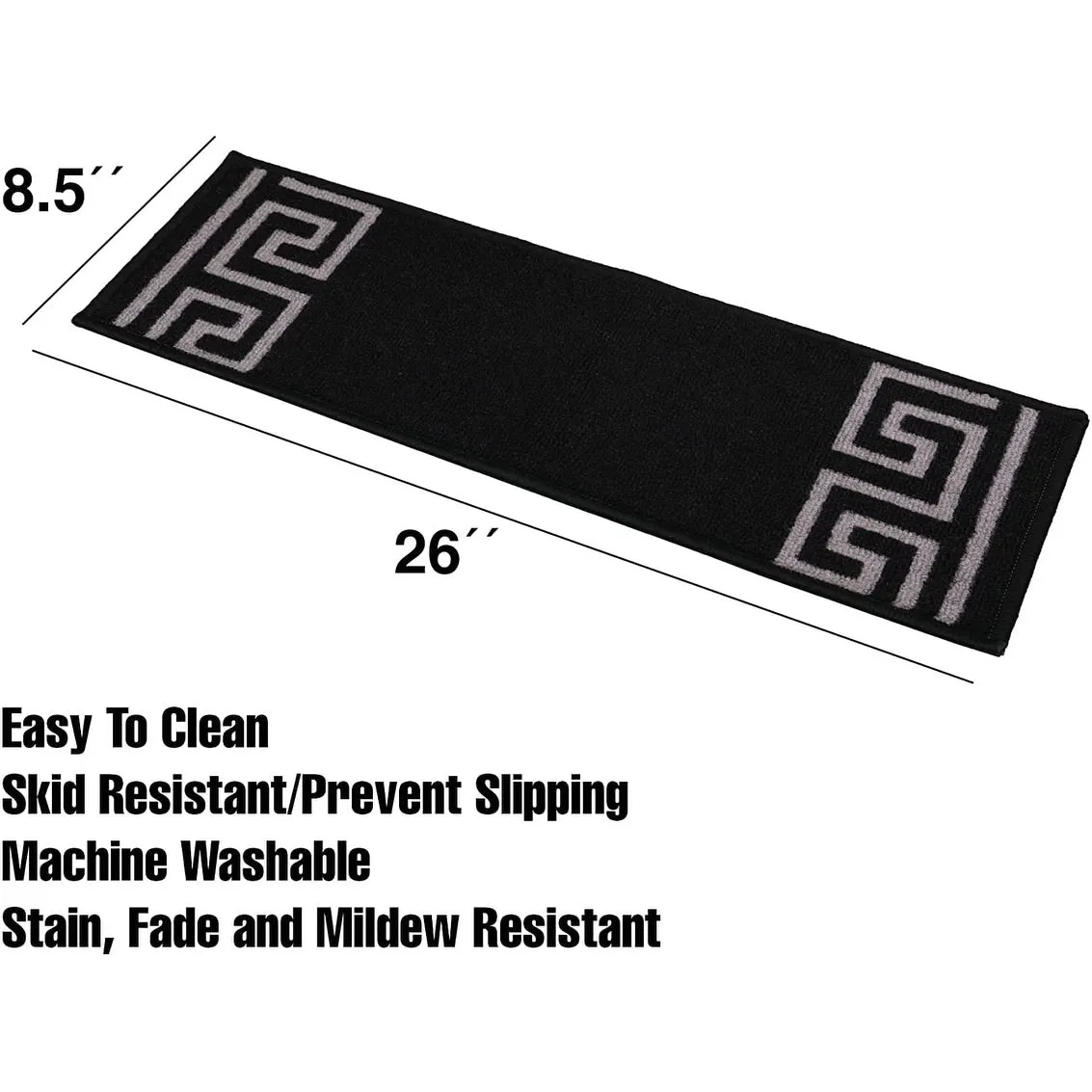 Stair Treads Greek Key Meander Design Non Slip Backing. 8.5''X26''