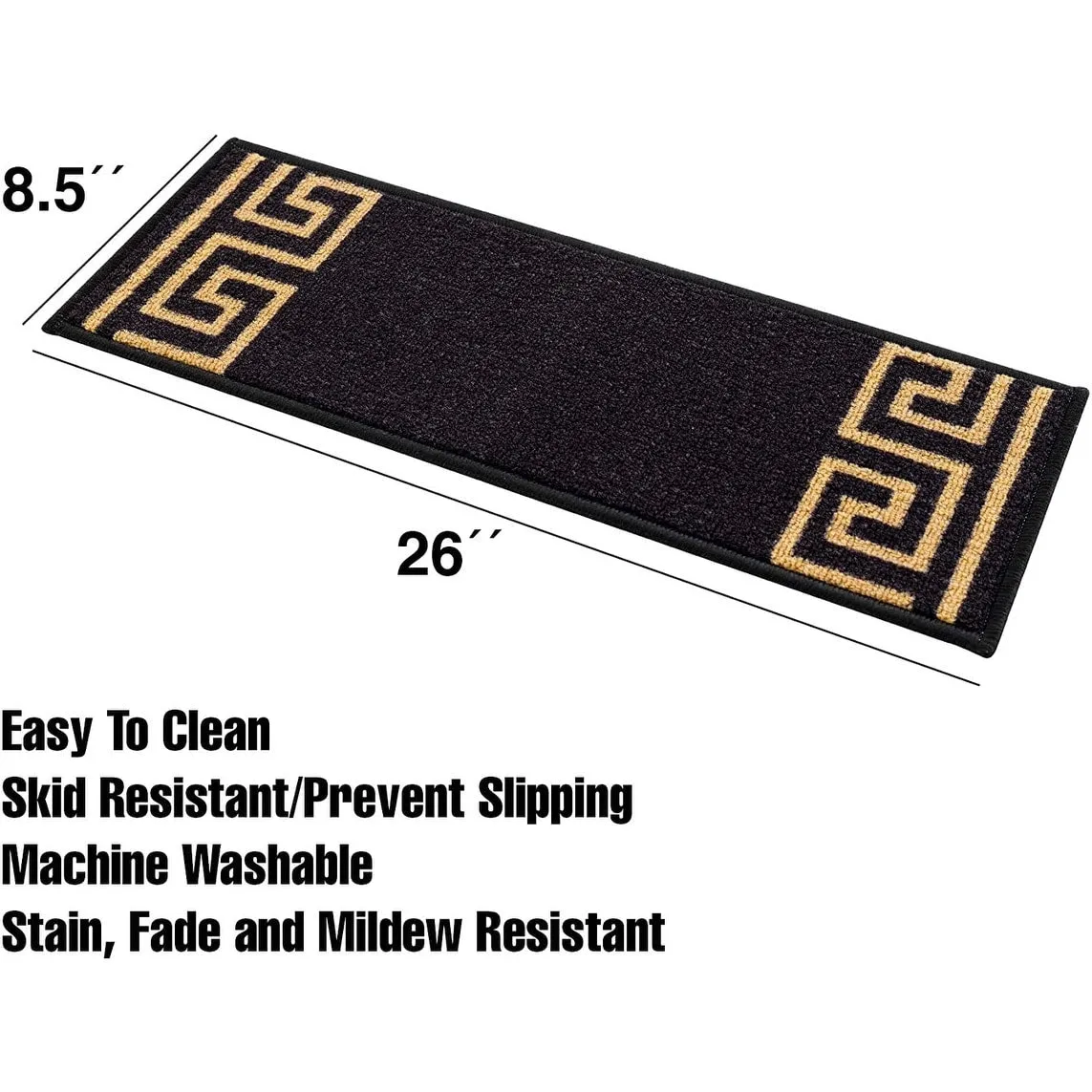 Stair Treads Greek Key Meander Design Non Slip Backing. 8.5''X26''
