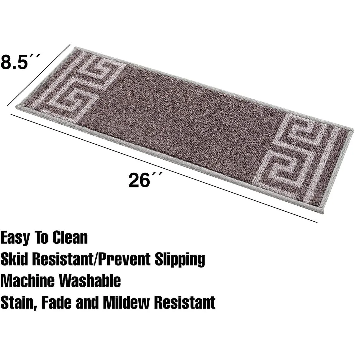 Stair Treads Greek Key Meander Design Non Slip Backing. 8.5''X26''