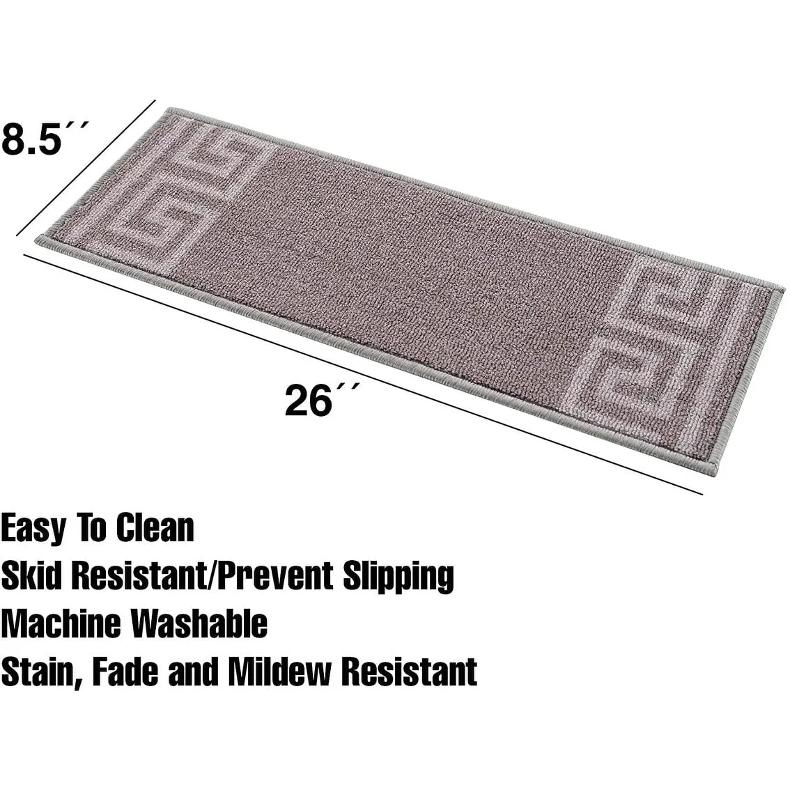 Stair Treads Greek Key Meander Design Non Slip Backing. 8.5''X26''