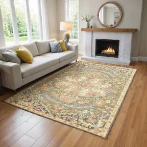 Style Haven Ava Hand-tufted Wool Loop-pile Bohemian Medallion Blue/Green/Salmon Rug