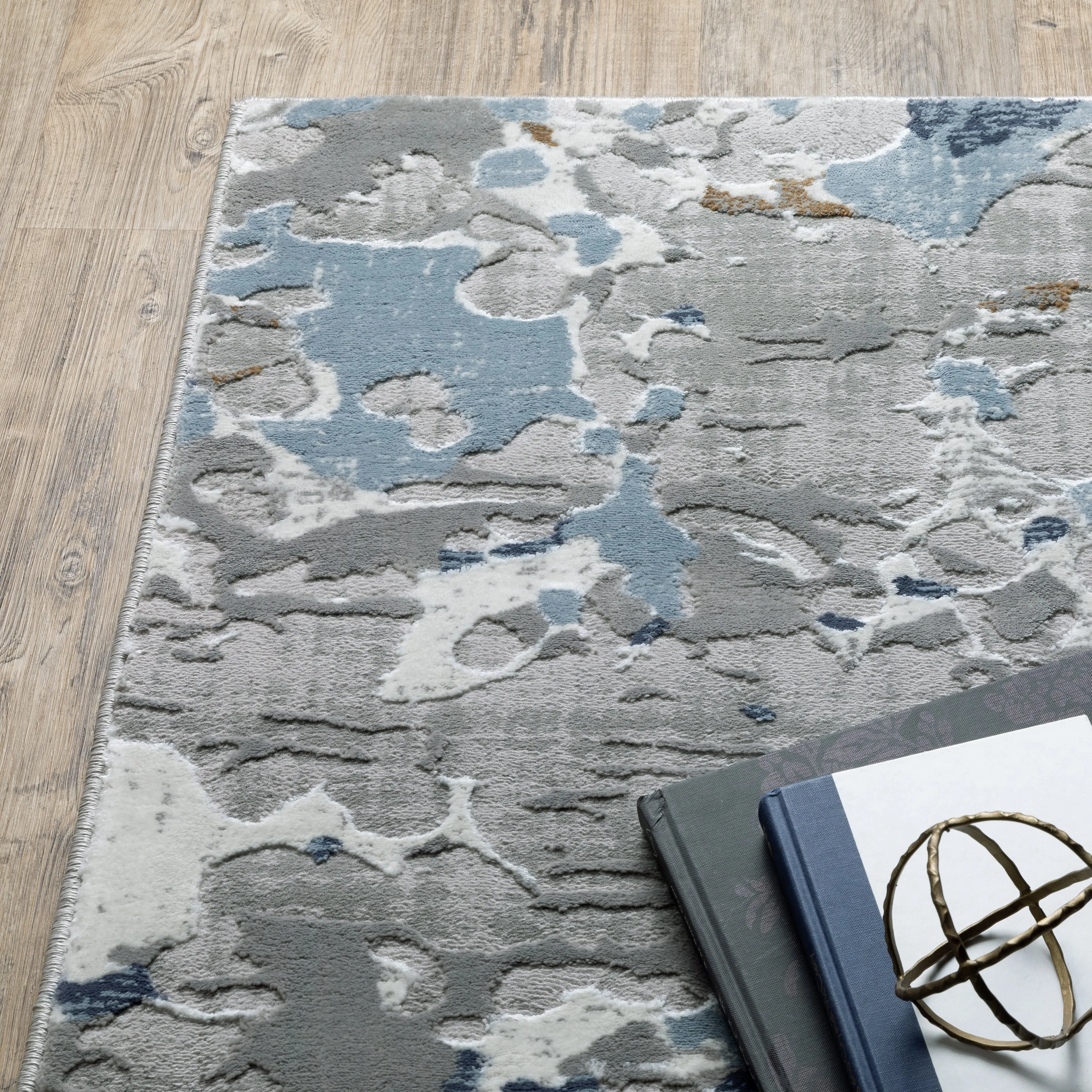 Style Haven Emery Modern Abstract Grey/ Blue Mixed Pile Area Rug