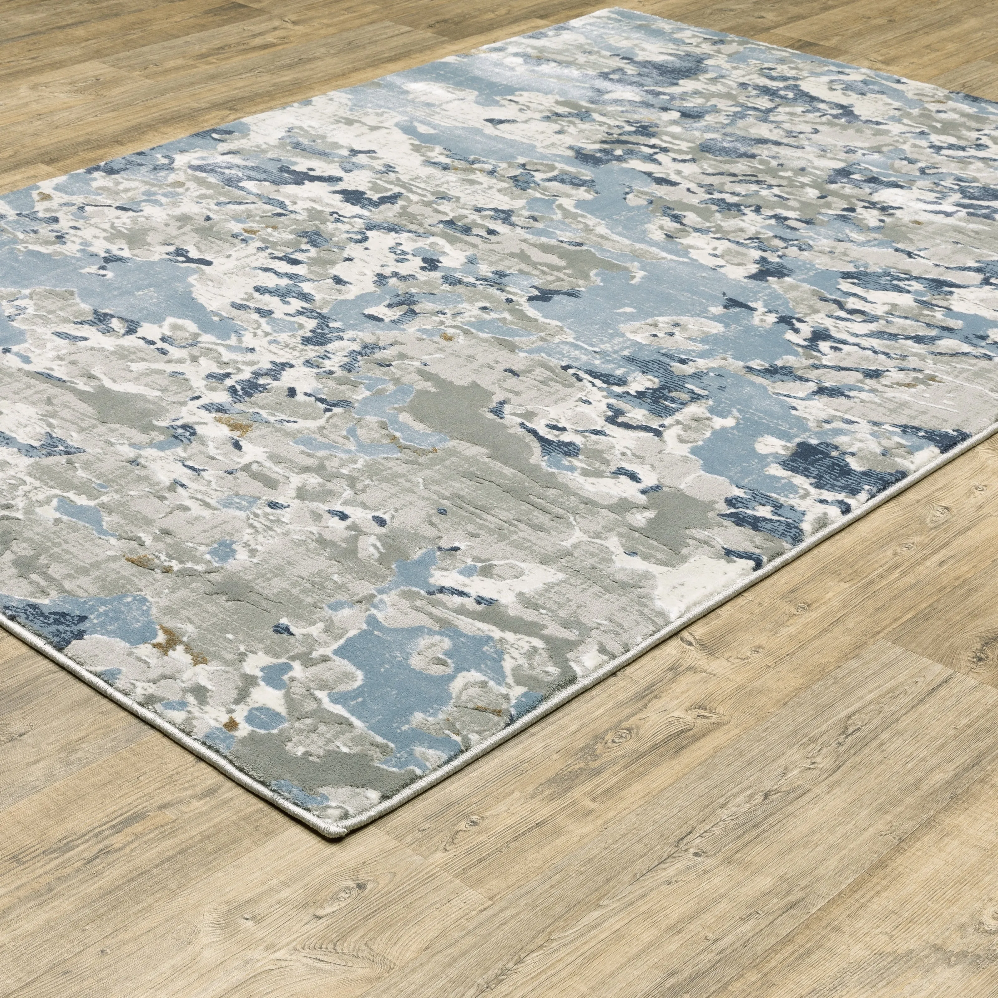Style Haven Emery Modern Abstract Grey/ Blue Mixed Pile Area Rug