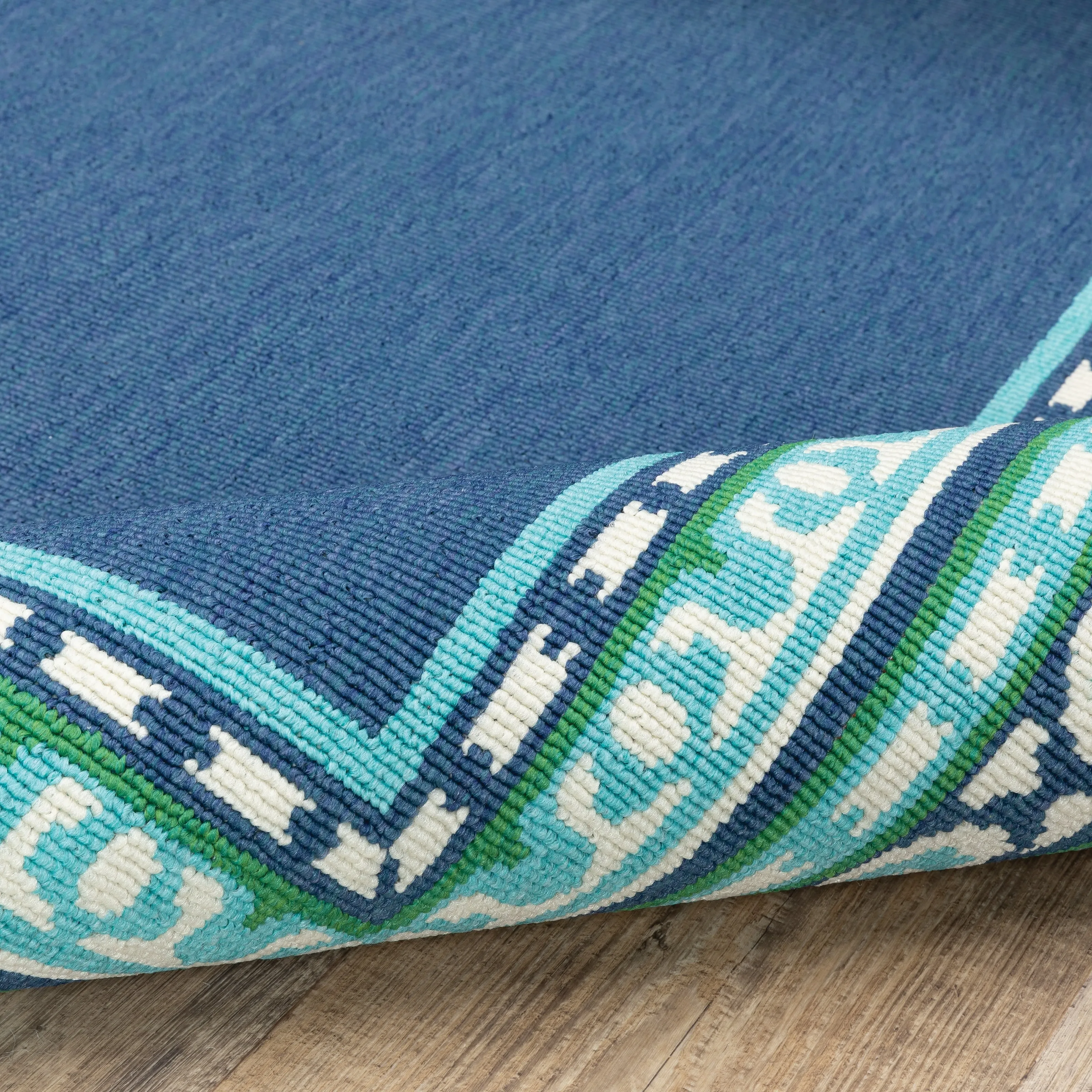 Style Haven Martinque Green Bordered Navy Indoor/ Outdoor Area Rug~