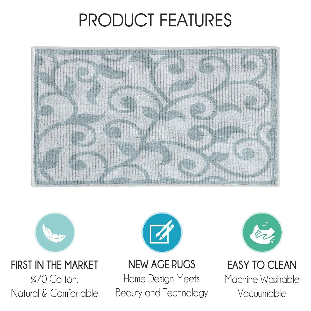 SussexHome Non-Skid Ultra-Thin Area Rugs for Laundry Room. Entryway. Bathroom and Kitchen - Washable Multipurpose Floor Mat