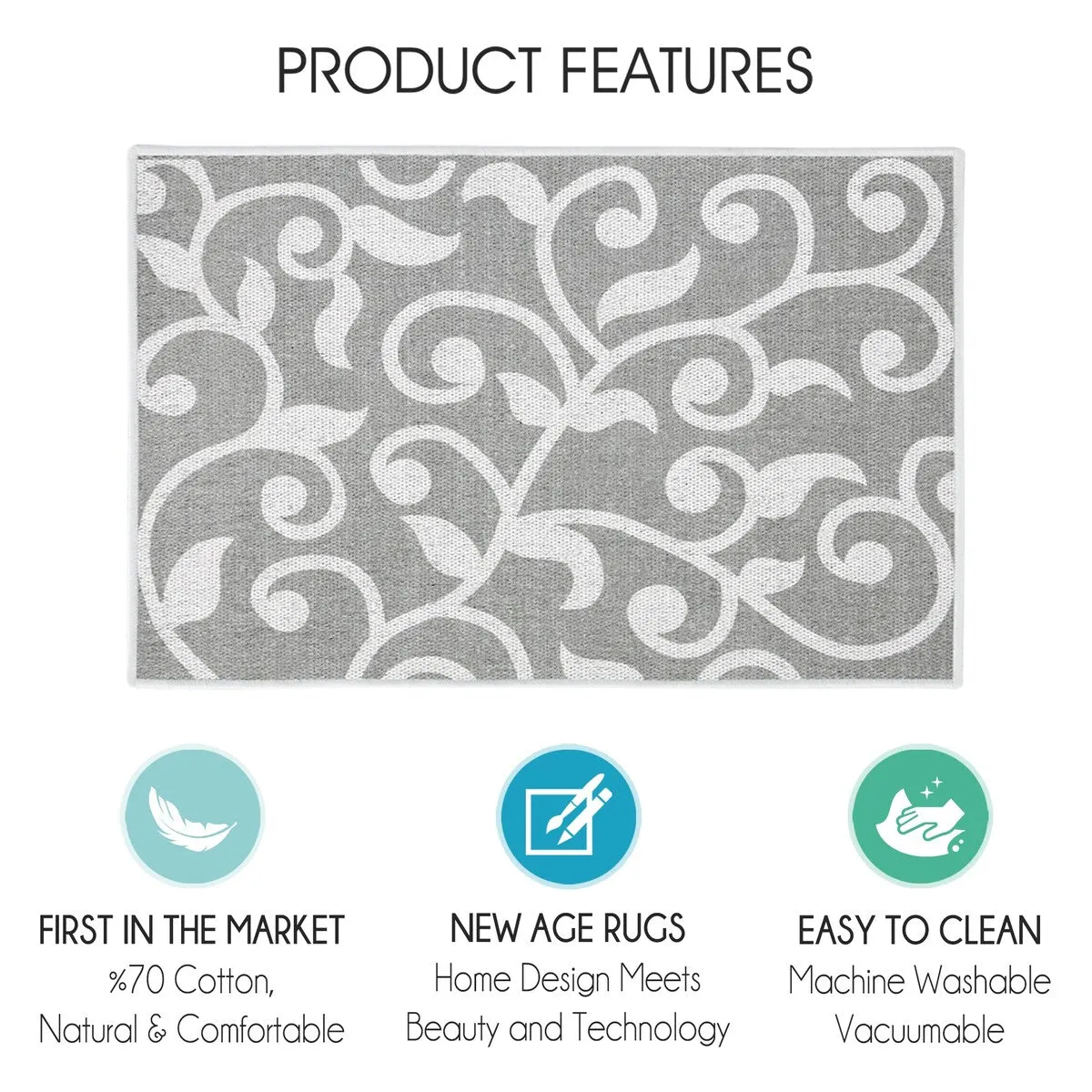 SussexHome Non-Skid Ultra-Thin Area Rugs for Laundry Room. Entryway. Bathroom and Kitchen - Washable Multipurpose Floor Mat