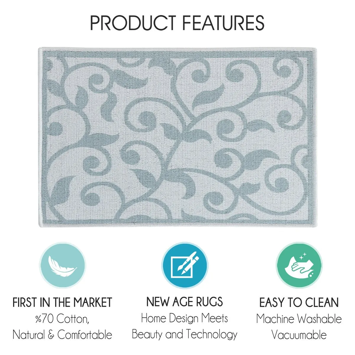 SussexHome Non-Skid Ultra-Thin Area Rugs for Laundry Room. Entryway. Bathroom and Kitchen - Washable Multipurpose Floor Mat