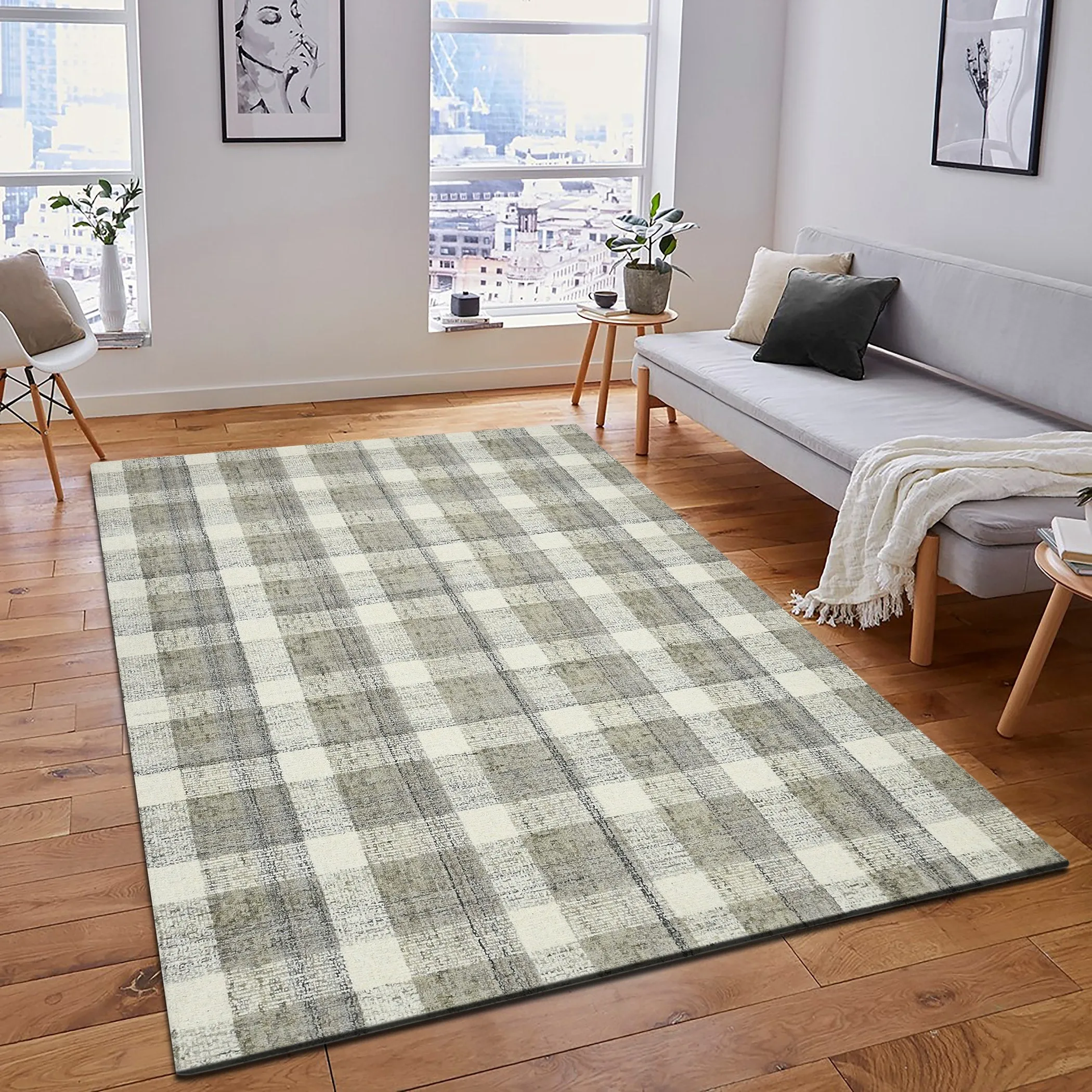 Tennessee Tartan Plaid Hand-Tufted Wool Rug